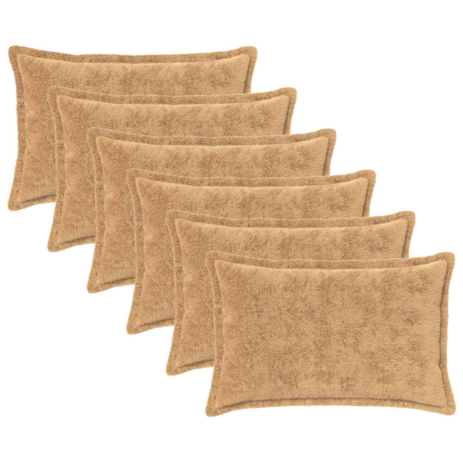 vidaXL Kissenbezug 6 stk. HOUTEN Taupe 40 x 60 cm Faux Kaninchenfell