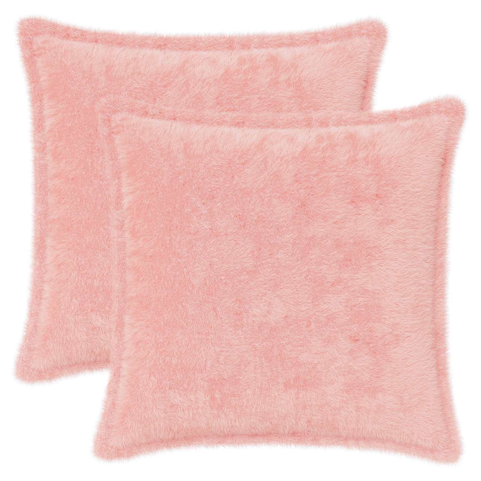 vidaXL Kissenbezug 2 stk. HOUTEN Rosa 40 x 40 cm Faux Kaninchenfell