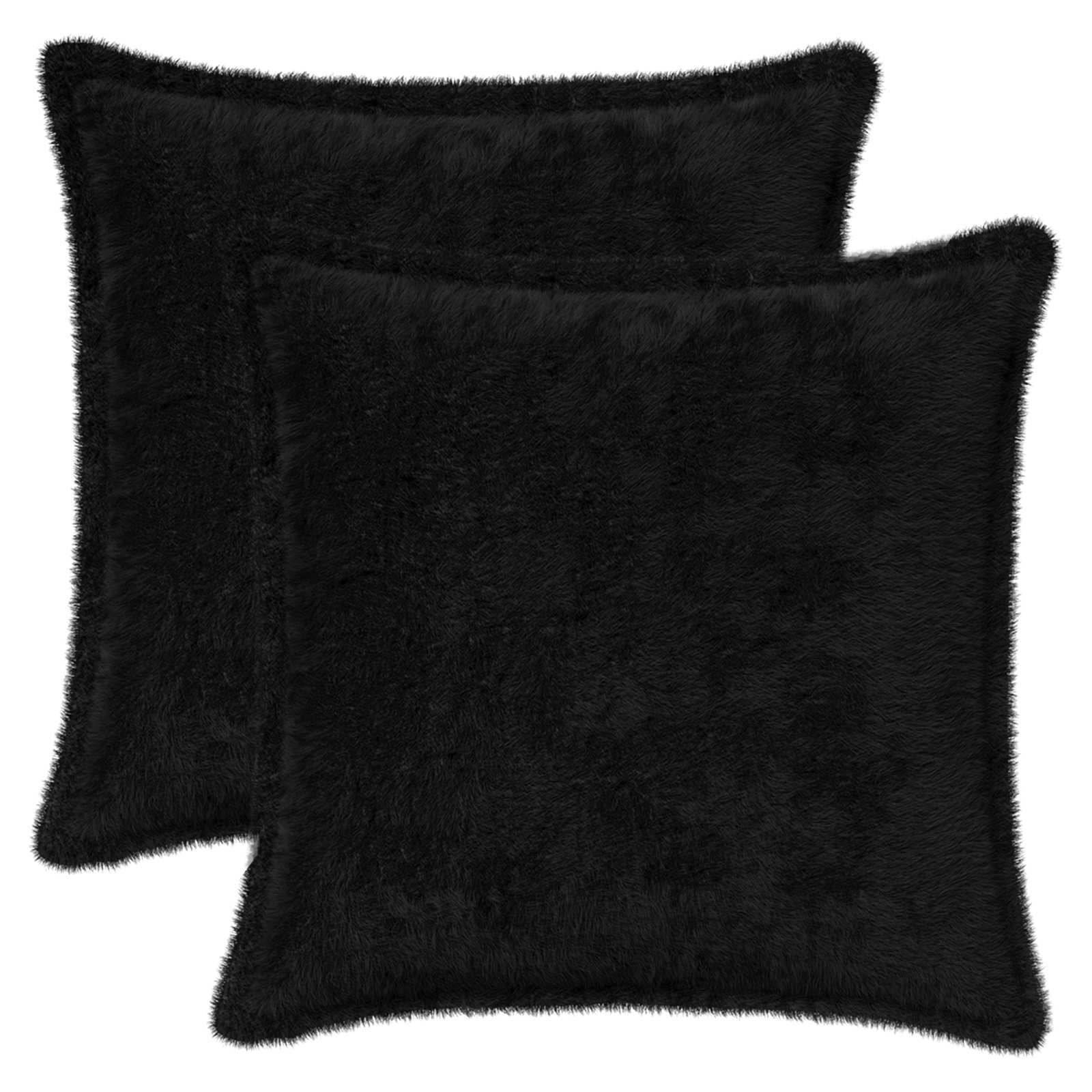 vidaXL Kissenbezug 2 stk. HOUTEN Schwarz 50 x 50 cm Faux Kaninchenfell
