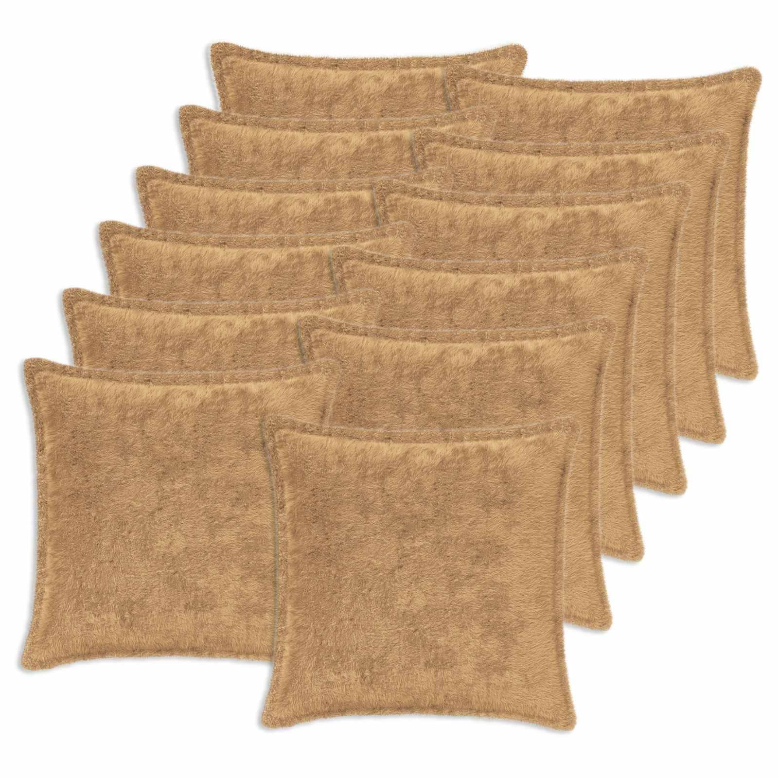 vidaXL Kissenbezug 12 stk. HOUTEN Taupe 50 x 50 cm Faux Kaninchenfell