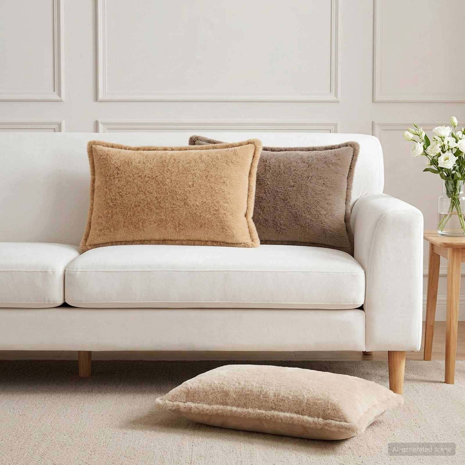 vidaXL Kissenbezug 6 stk. HOUTEN Taupe 40 x 60 cm Faux Kaninchenfell