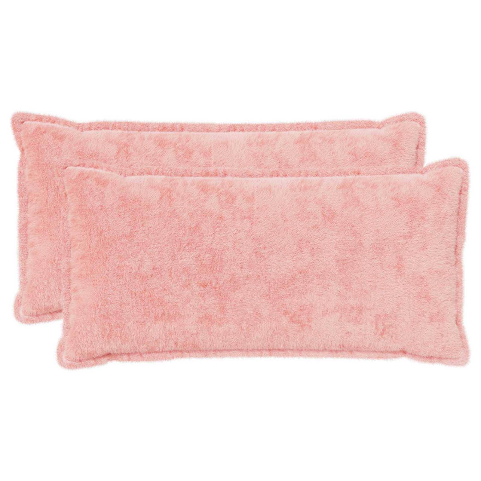 vidaXL Kissenbezug 2 stk. HOUTEN Rosa 40 x 80 cm Faux Kaninchenfell