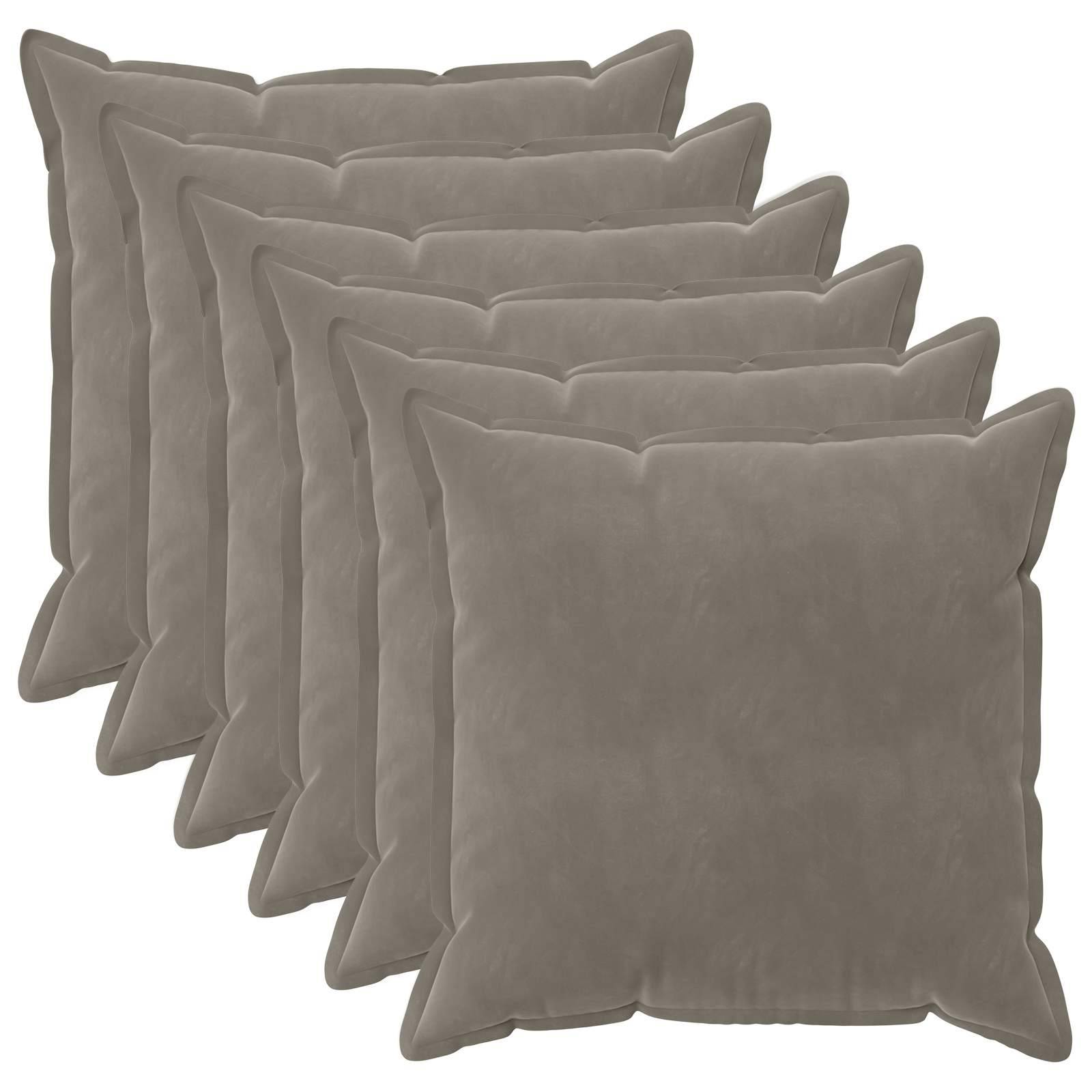 vidaXL Kissenbezug 6 pcs HOUTEN Hellgrau 80 x 80 cm Samt