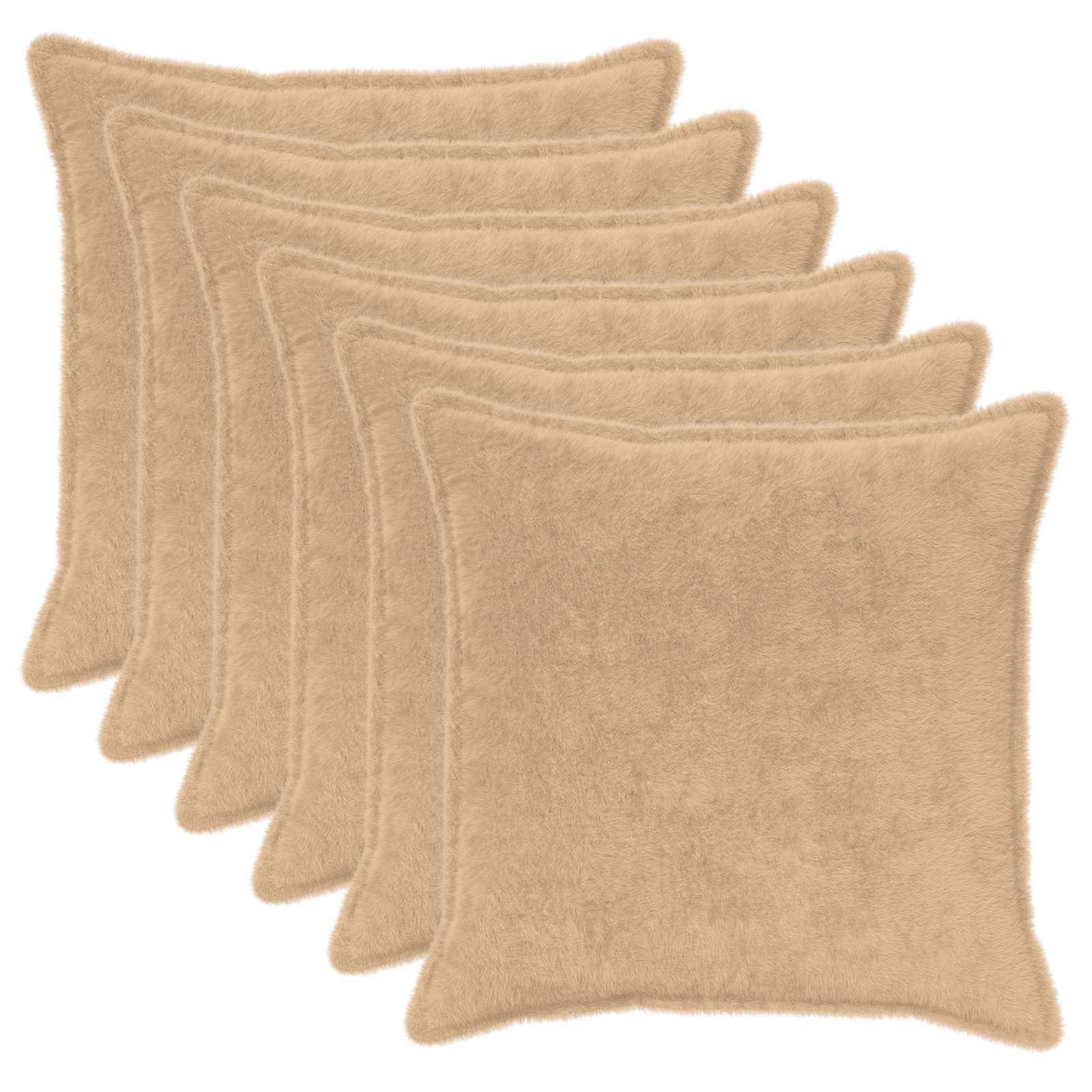vidaXL Kissenbezug 6 stk. HOUTEN Creme 80 x 80 cm Faux Kaninchenfell