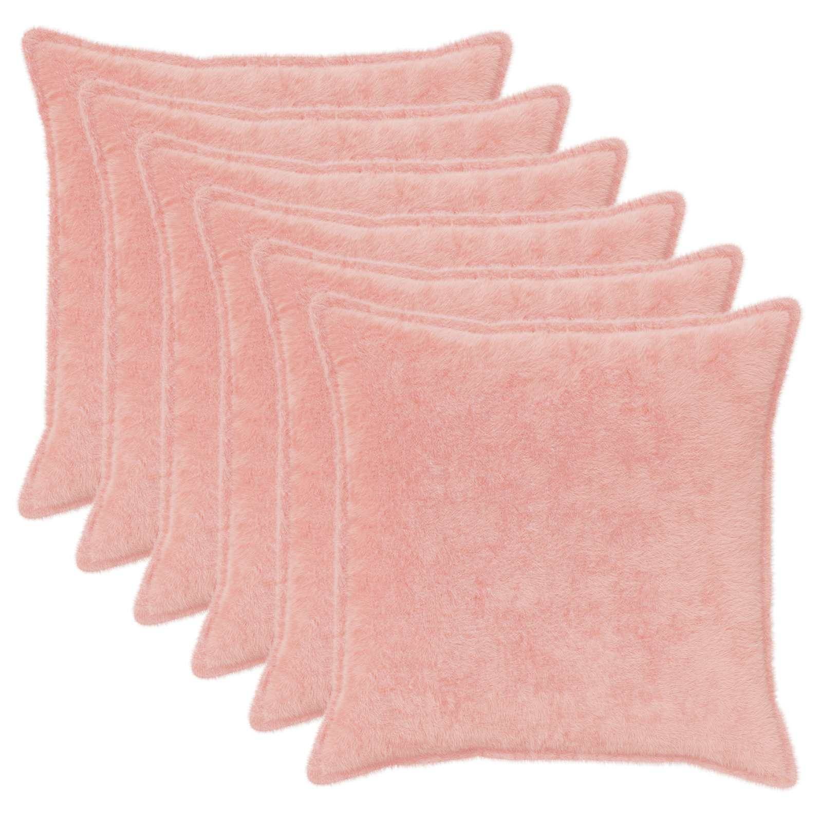 vidaXL Kissenbezug 6 stk. HOUTEN Rosa 65 x 65 cm Faux Kaninchenfell