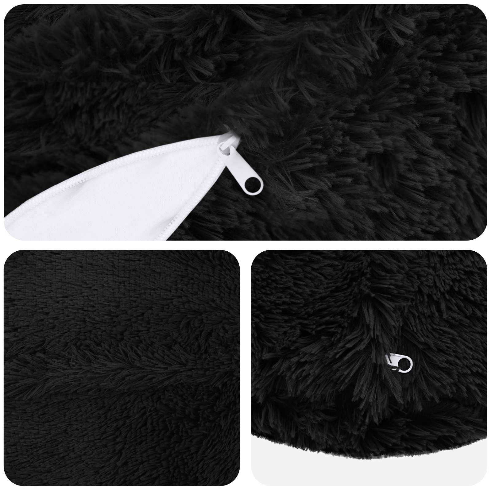 vidaXL Kissen mit Kissen HEERLEN 2 Stk. Schwarz PV Fleece