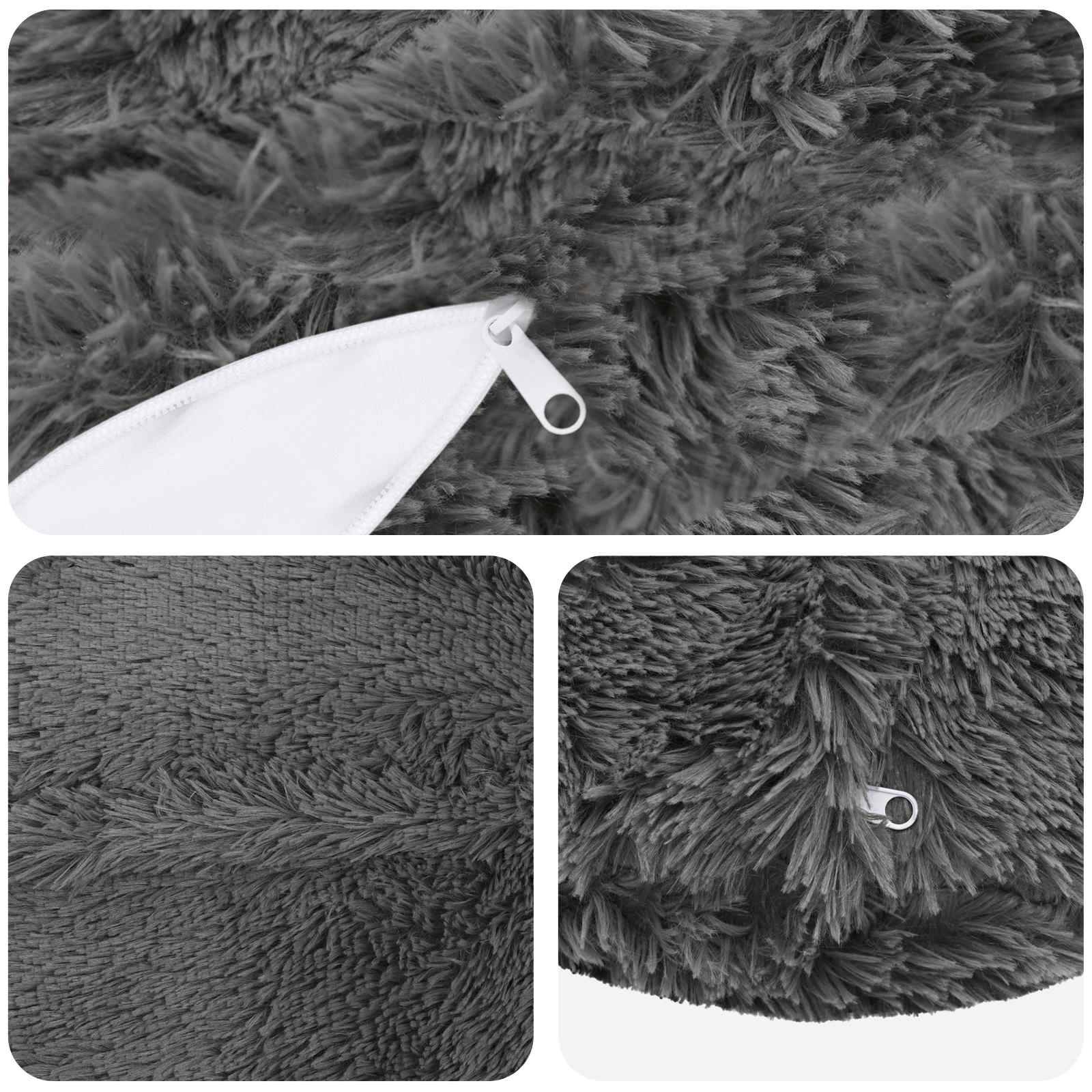 vidaXL Kissenbezug 2 pcs HEERLEN Hellgrau Ø 60 cm PV Fleece