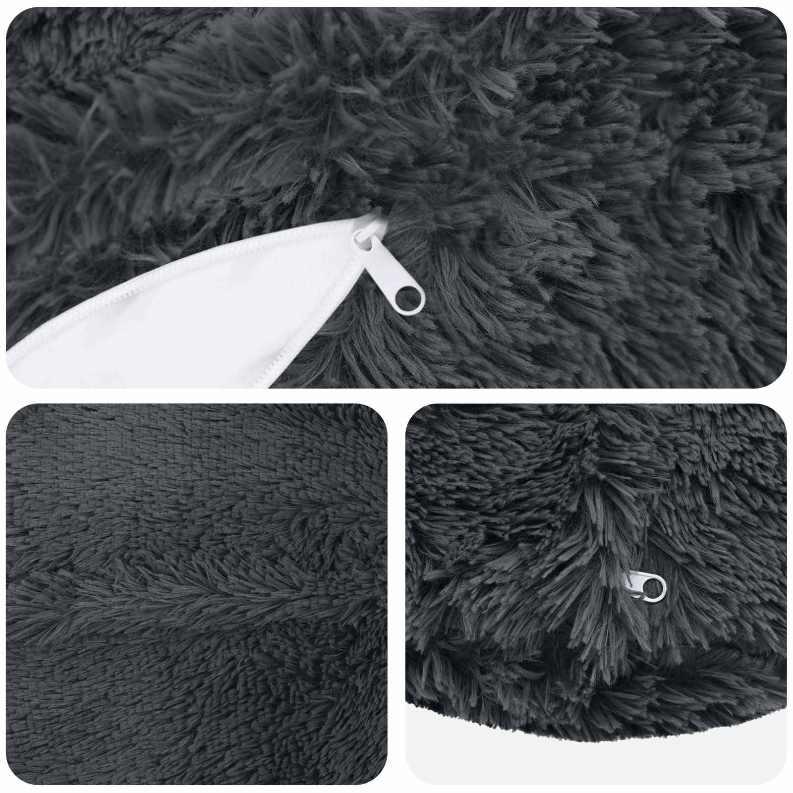 vidaXL Kissen mit Kissen HEERLEN 6 Stk. Anthrazit PV Fleece