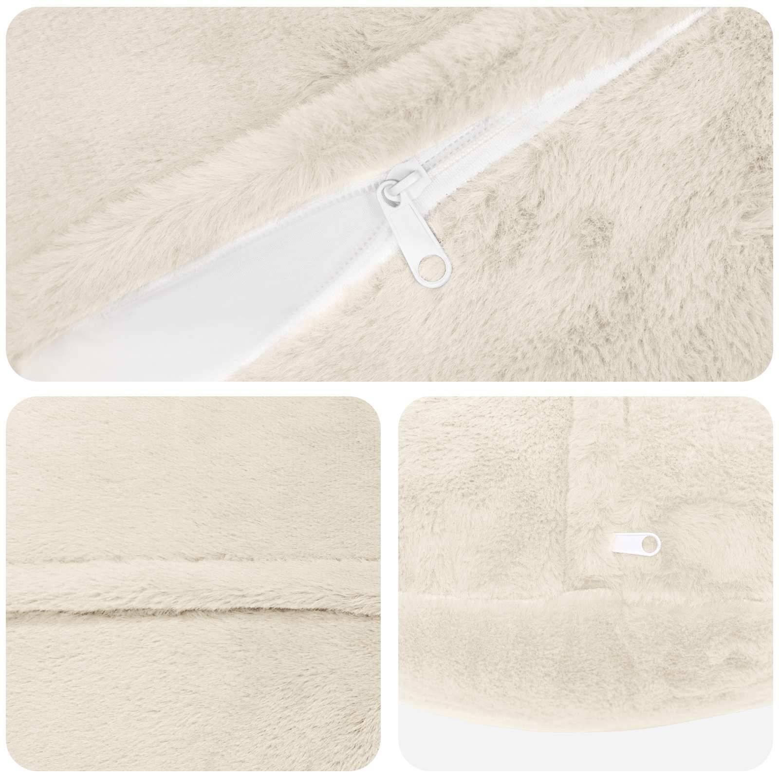 vidaXL Kissenbezug 2 stk. HEERLEN Weiß Ø 40 cm Faux Kaninchenfell