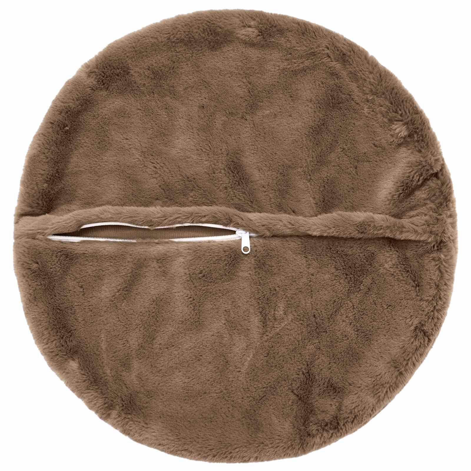 vidaXL Kissenbezug 2 stk. HEERLEN Hellbraun Ø 40 cm Faux Kaninchenfell