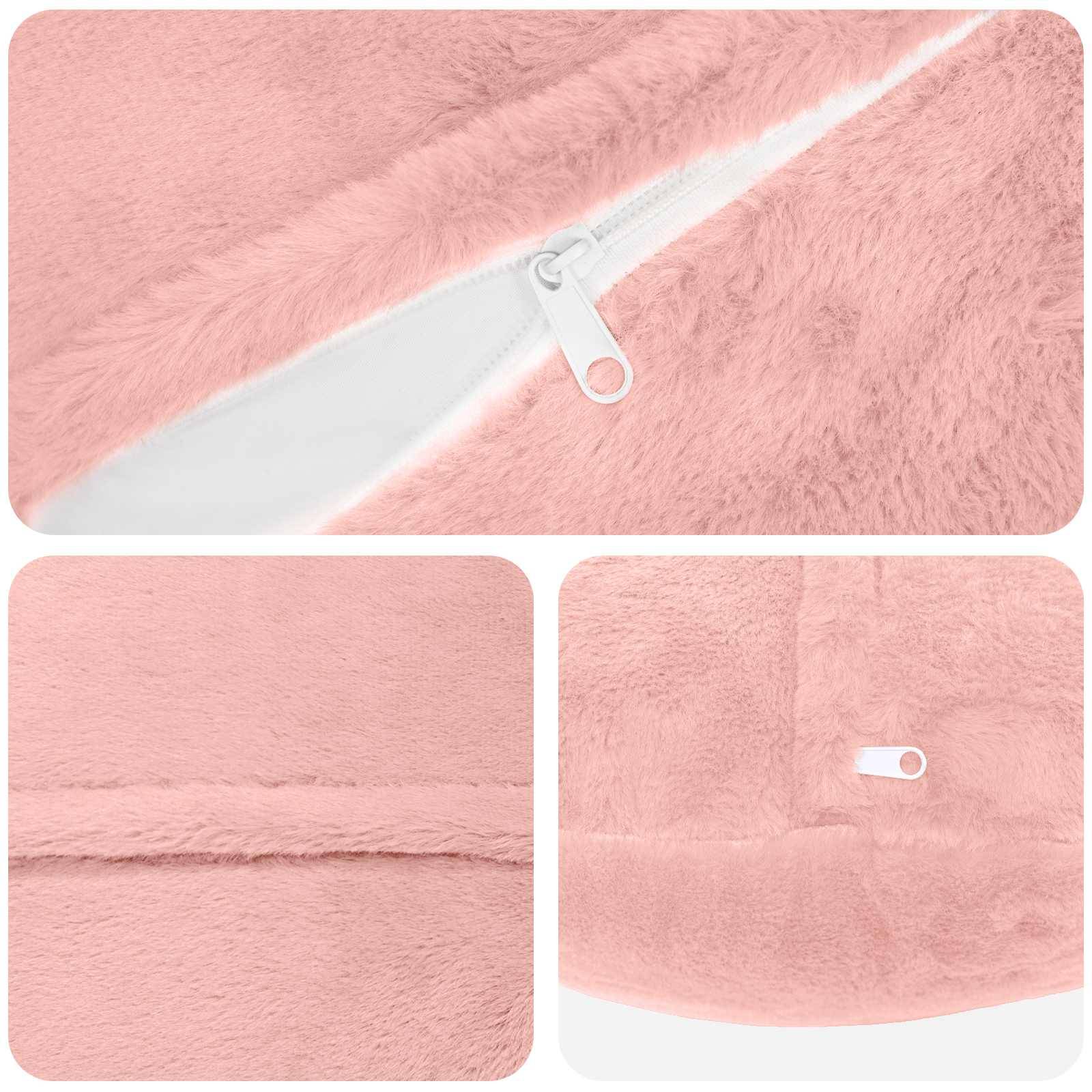 vidaXL Kissenbezug 2 stk. HEERLEN Rosa Ø 60 cm Faux Kaninchenfell