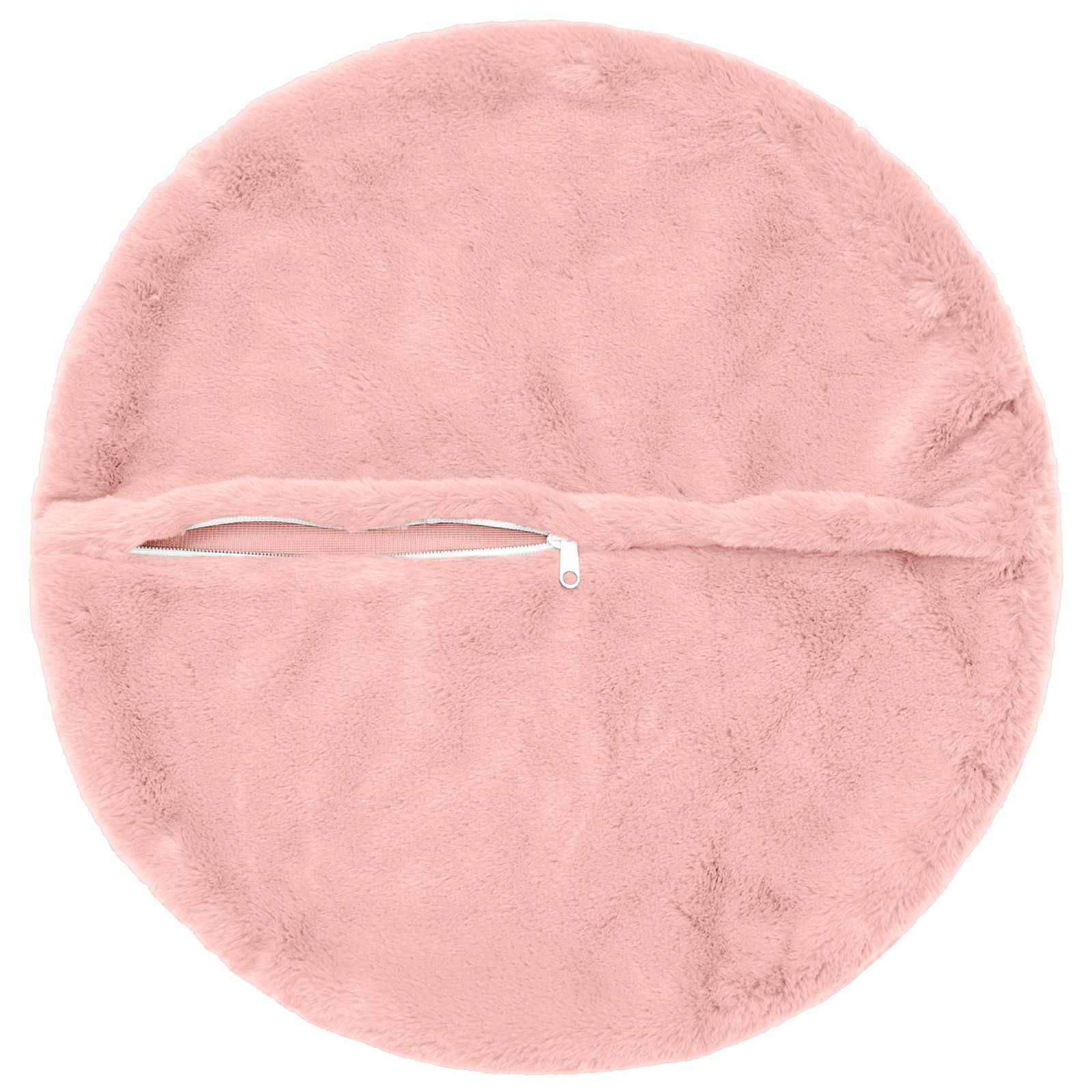 vidaXL Kissenbezug 2 stk. HEERLEN Rosa Ø 60 cm Faux Kaninchenfell