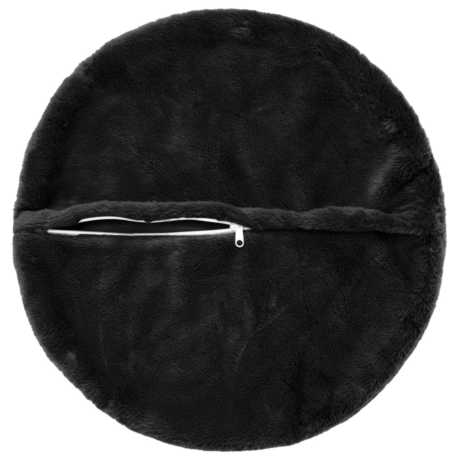 vidaXL Kissenbezug 2 stk. HEERLEN Schwarz Ø 40 cm Faux Kaninchenfell