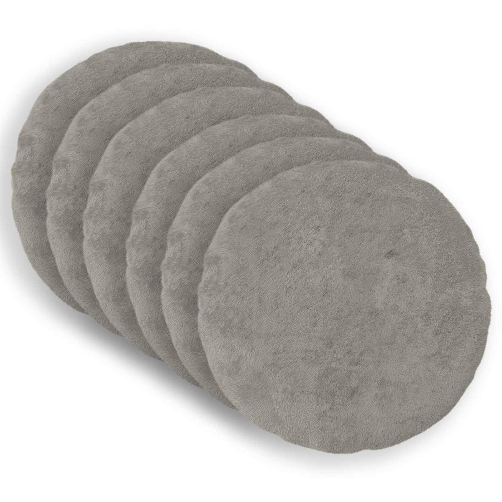 vidaXL Kissenbezug 6 stk. HEERLEN Hellgrau Ø 30 cm Faux Kaninchenfell