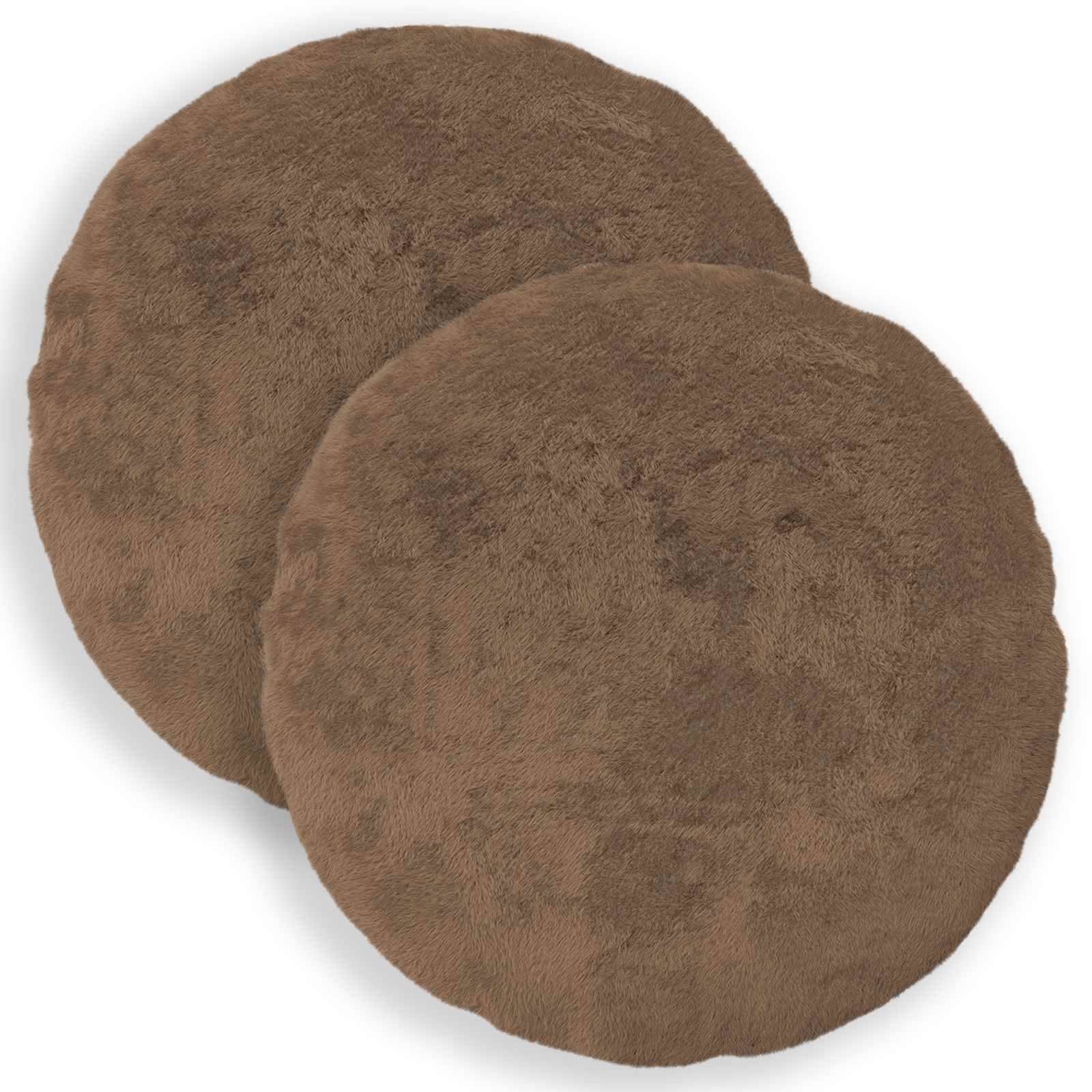 vidaXL Kissenbezug 2 stk. HEERLEN Hellbraun Ø 40 cm Faux Kaninchenfell