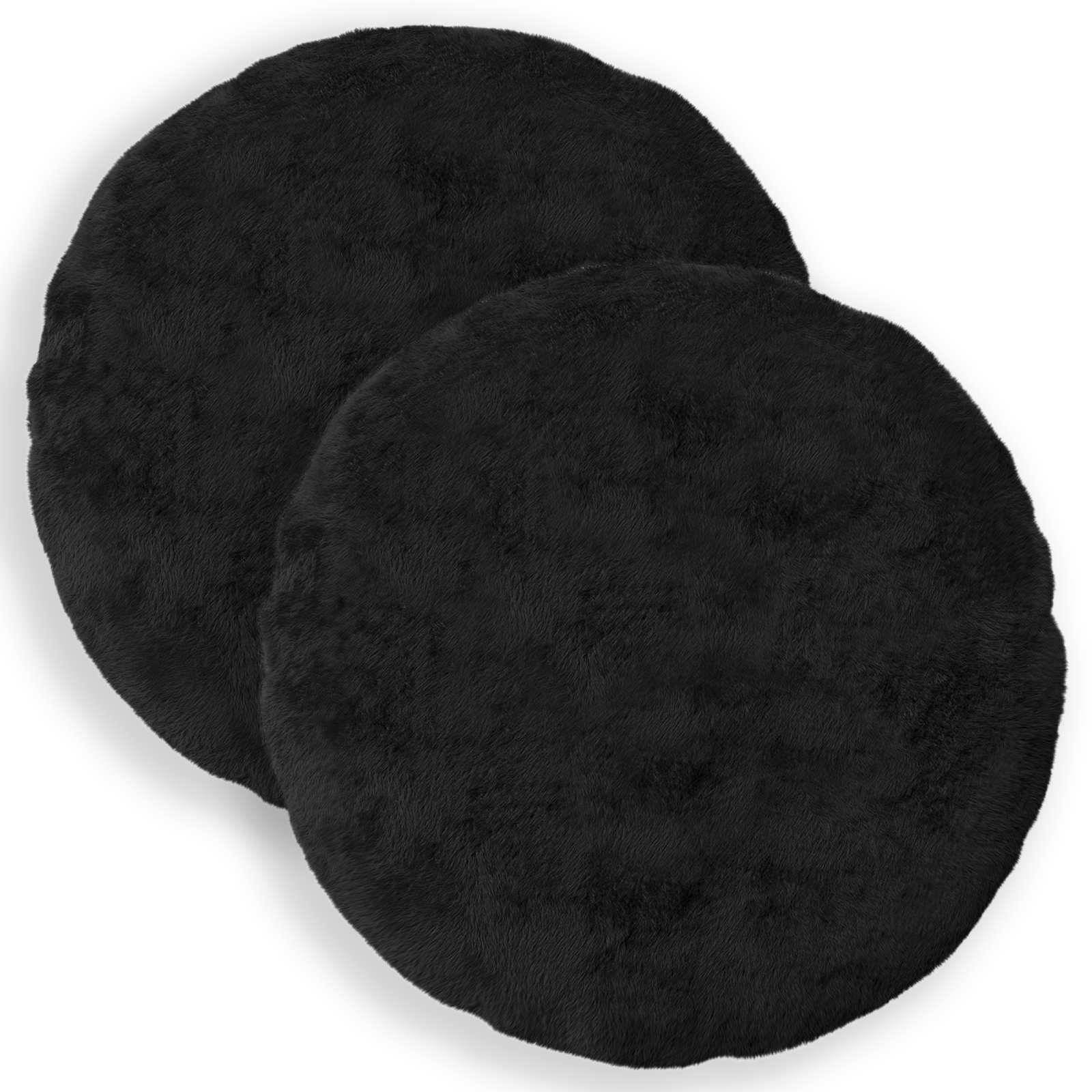 vidaXL Kissenbezug 2 stk. HEERLEN Schwarz Ø 40 cm Faux Kaninchenfell