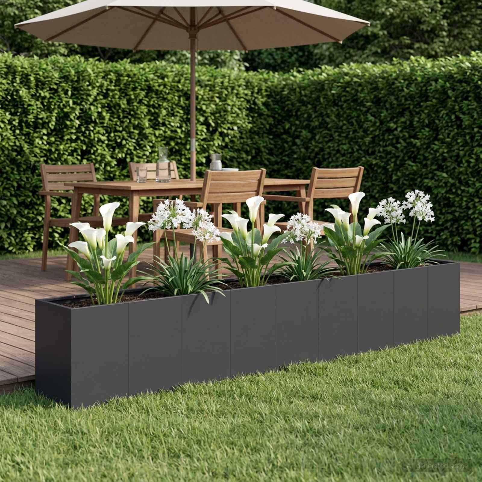 vidaXL Garten-Pflanzgefäß Schwarz 360 x 40 x 60 cm Kaltgewalzter Stahl