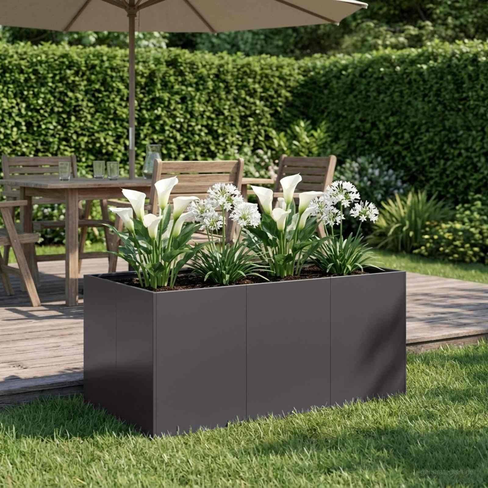 vidaXL Garten-Pflanzgefäß Schwarz 120 x 80 x 60 cm Kaltgewalzter Stahl
