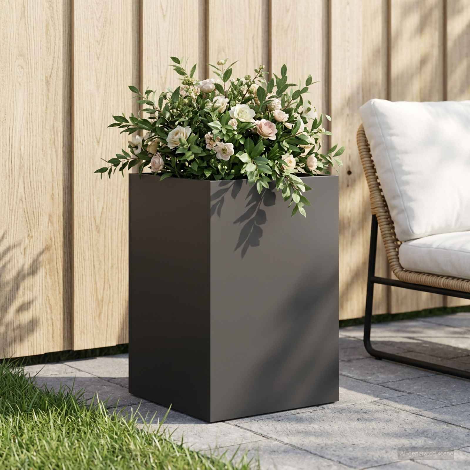 vidaXL Garten-Pflanzgefäß Schwarz 40 x 40 x 60 cm Kaltgewalzter Stahl