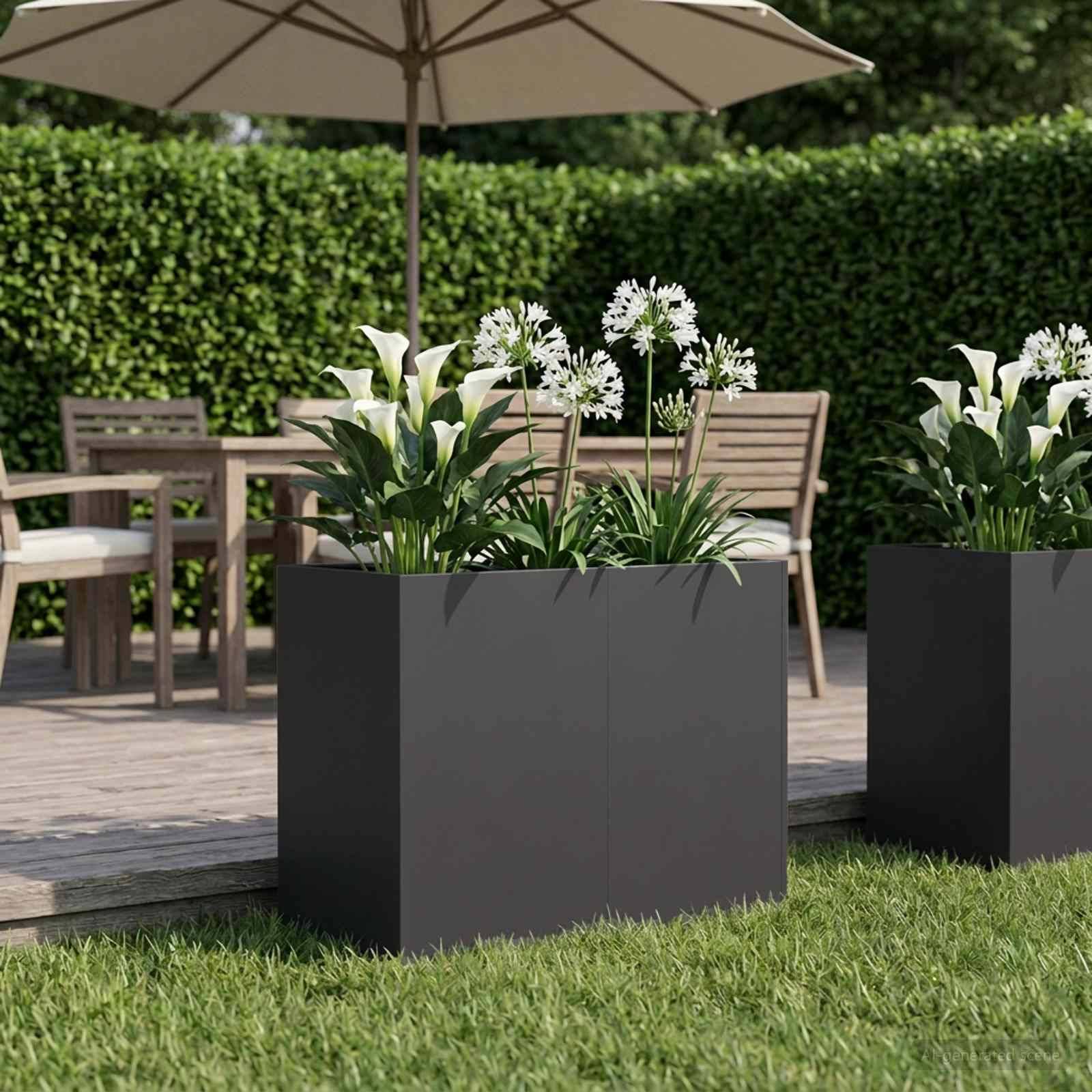 vidaXL Garten-Pflanzgefäß Schwarz 80 x 40 x 60 cm Kaltgewalzter Stahl