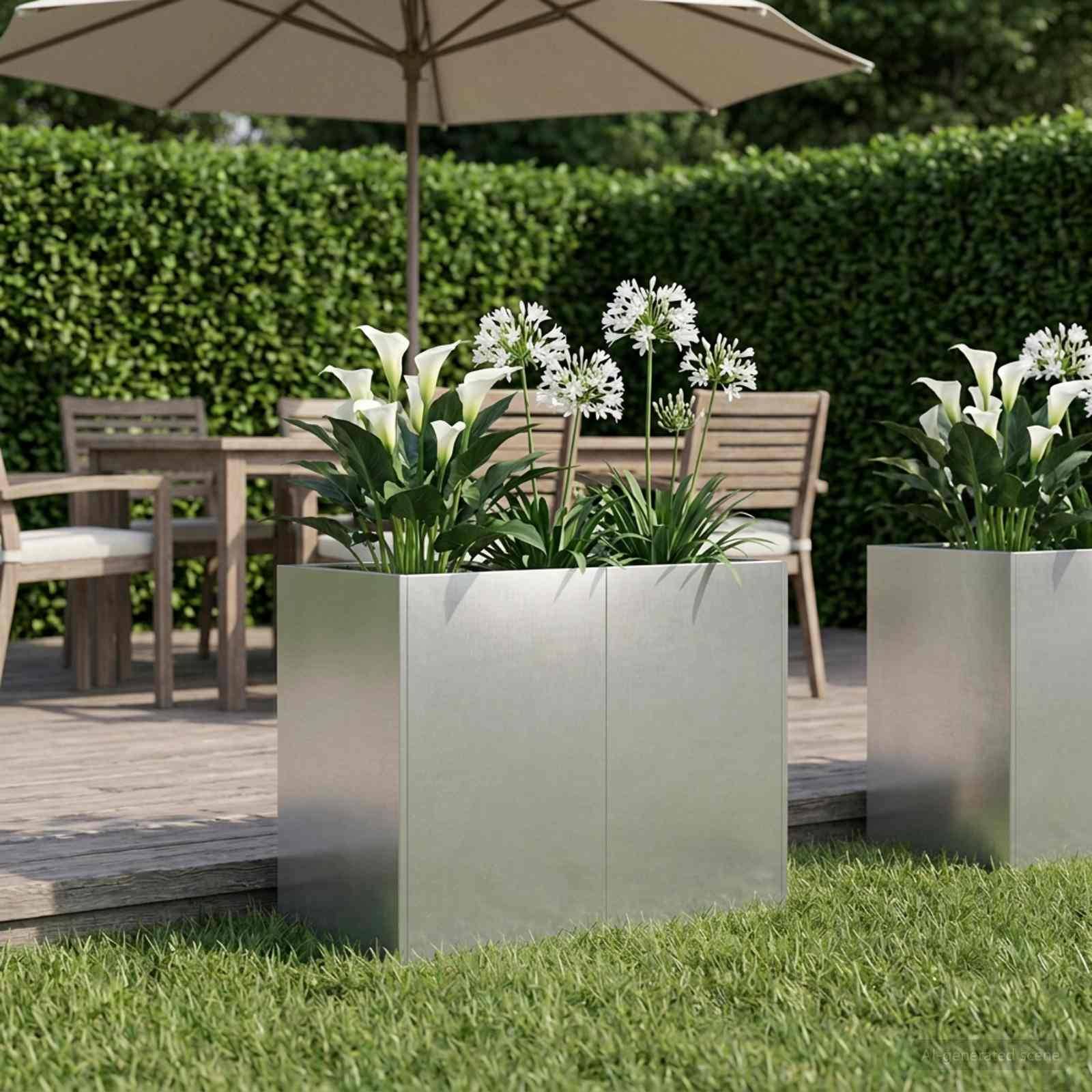 vidaXL Garten-Pflanzgefäß Silber 80 x 40 x 60 cm Edelstahl