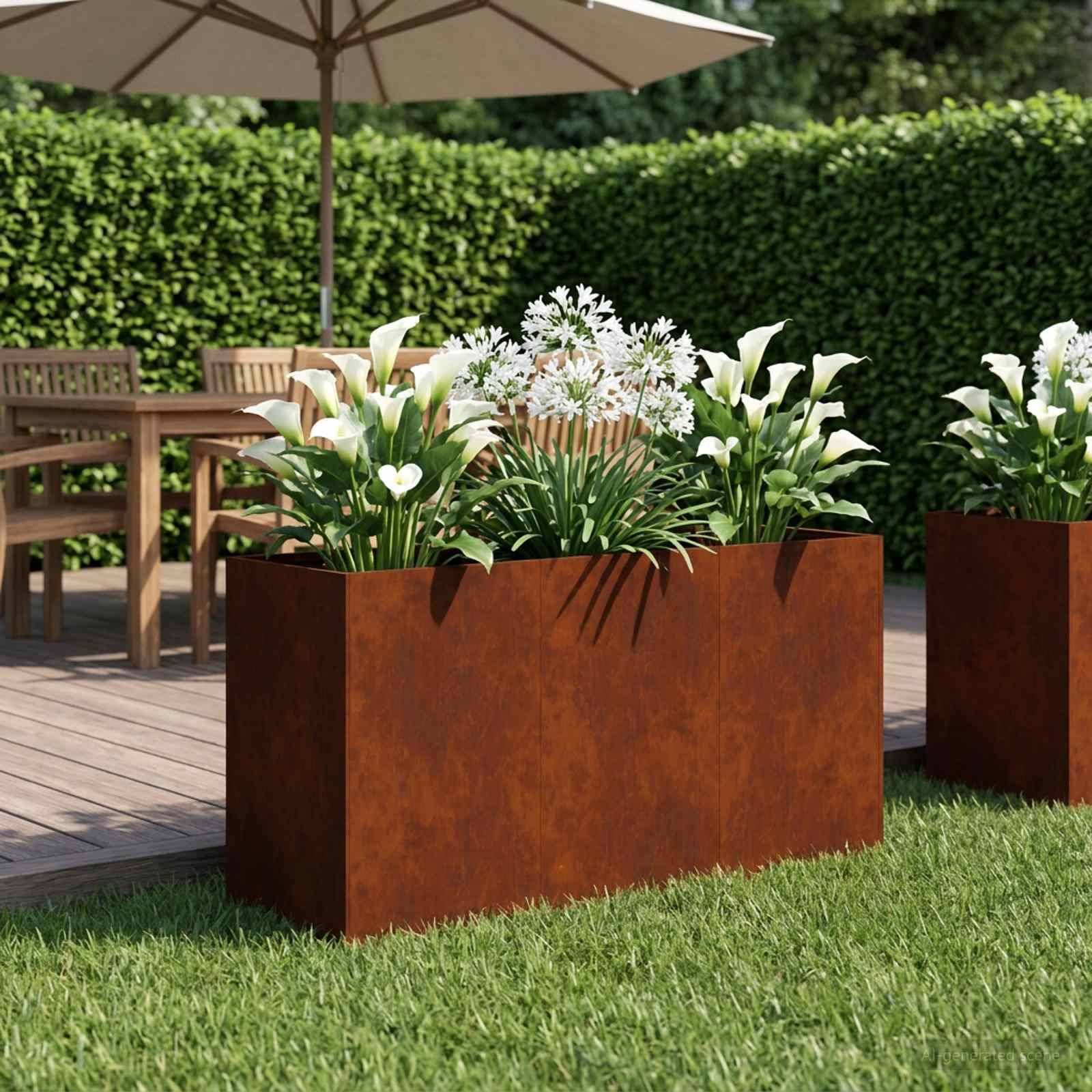 vidaXL Garten-Pflanzgefäß Rostoptik 120 x 40 x 60 cm Wetterfeststahl