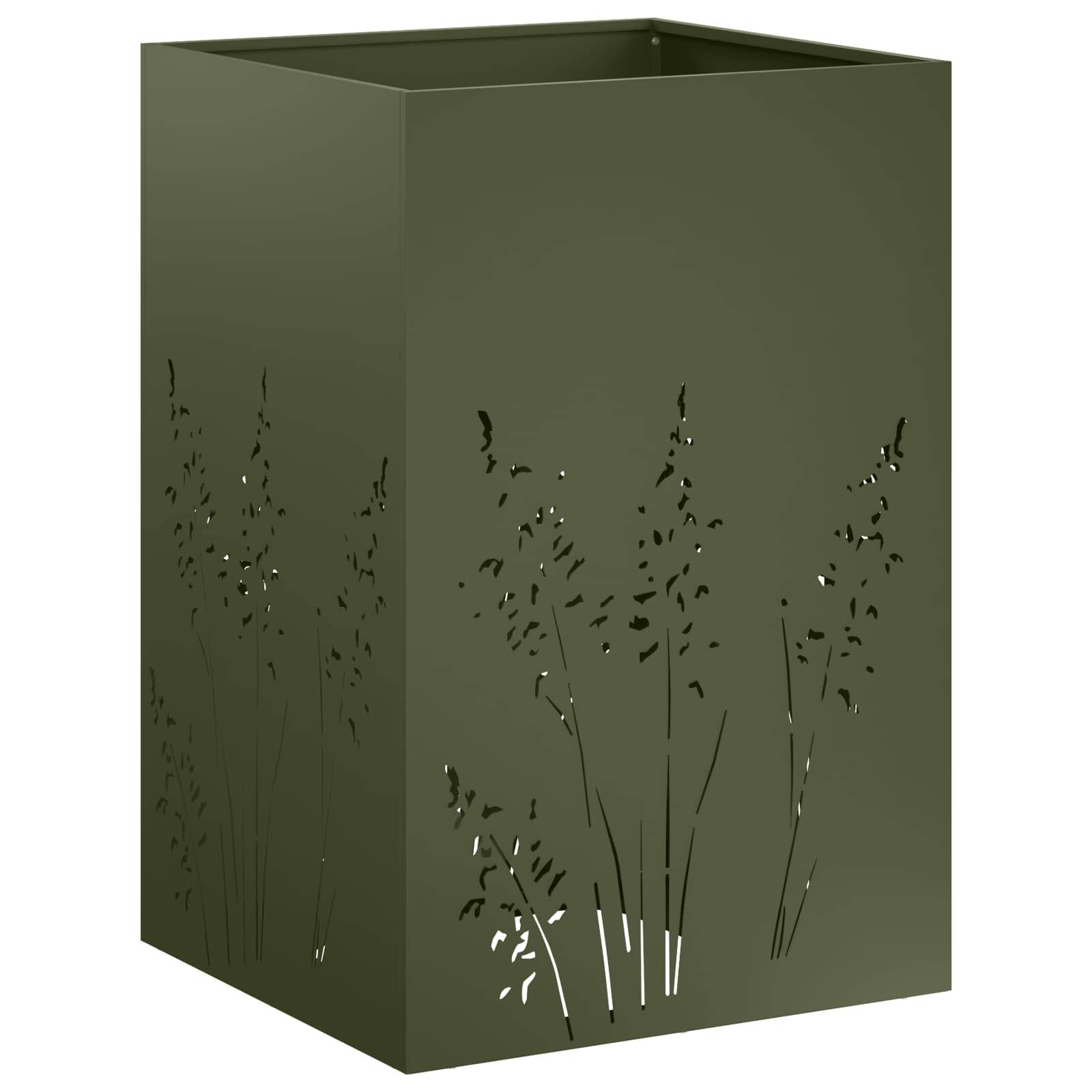 vidaXL Garten-Pflanzgefäß 2 Stk. Olivgrün 50 x 50 x 75 cm