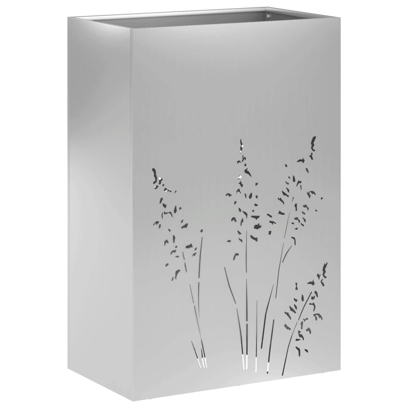 vidaXL Garten-Pflanzgefäß Silber 50 x 30 x 75 cm Verzinkter Stahl