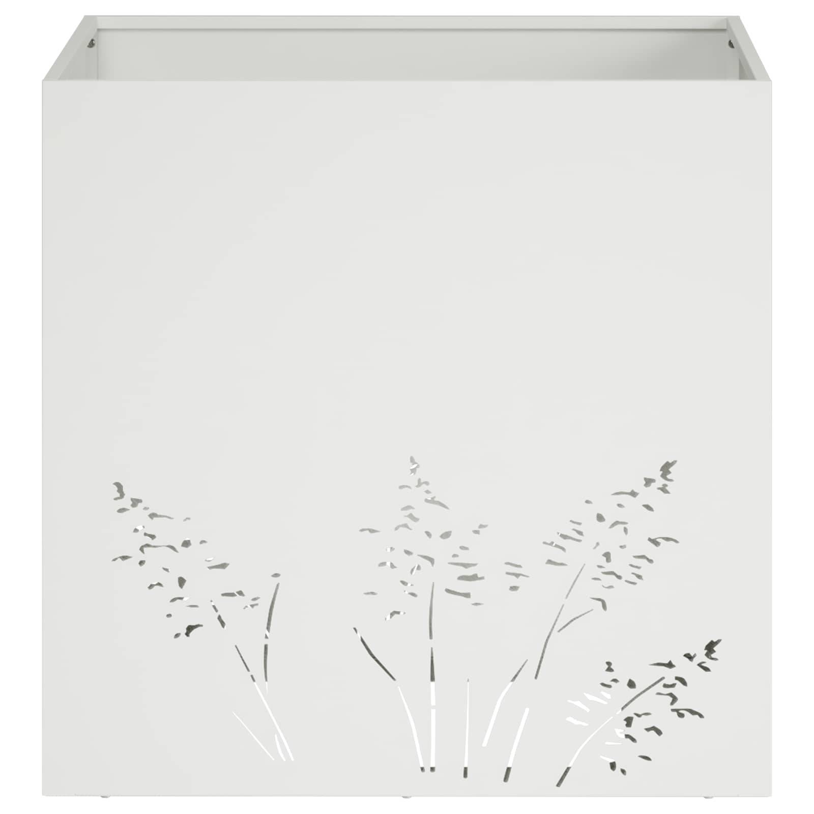 vidaXL Garten-Pflanzgefäß Weiß 50 x 50 x 49 cm Kaltgewalzter Stahl