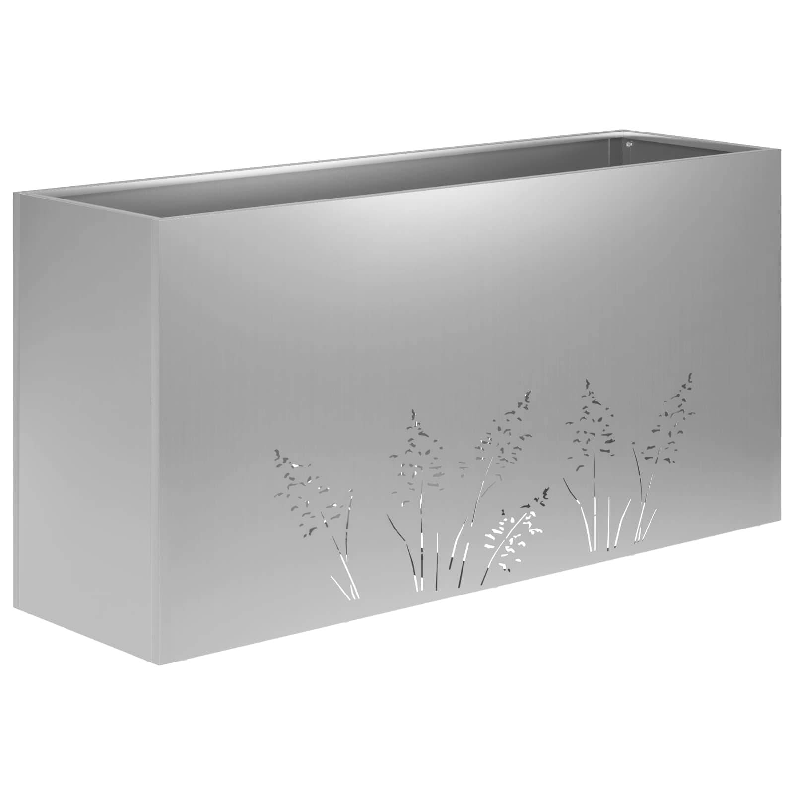 vidaXL Garten-Pflanzgefäß Silber 100 x 20 x 49 cm Verzinkter Stahl