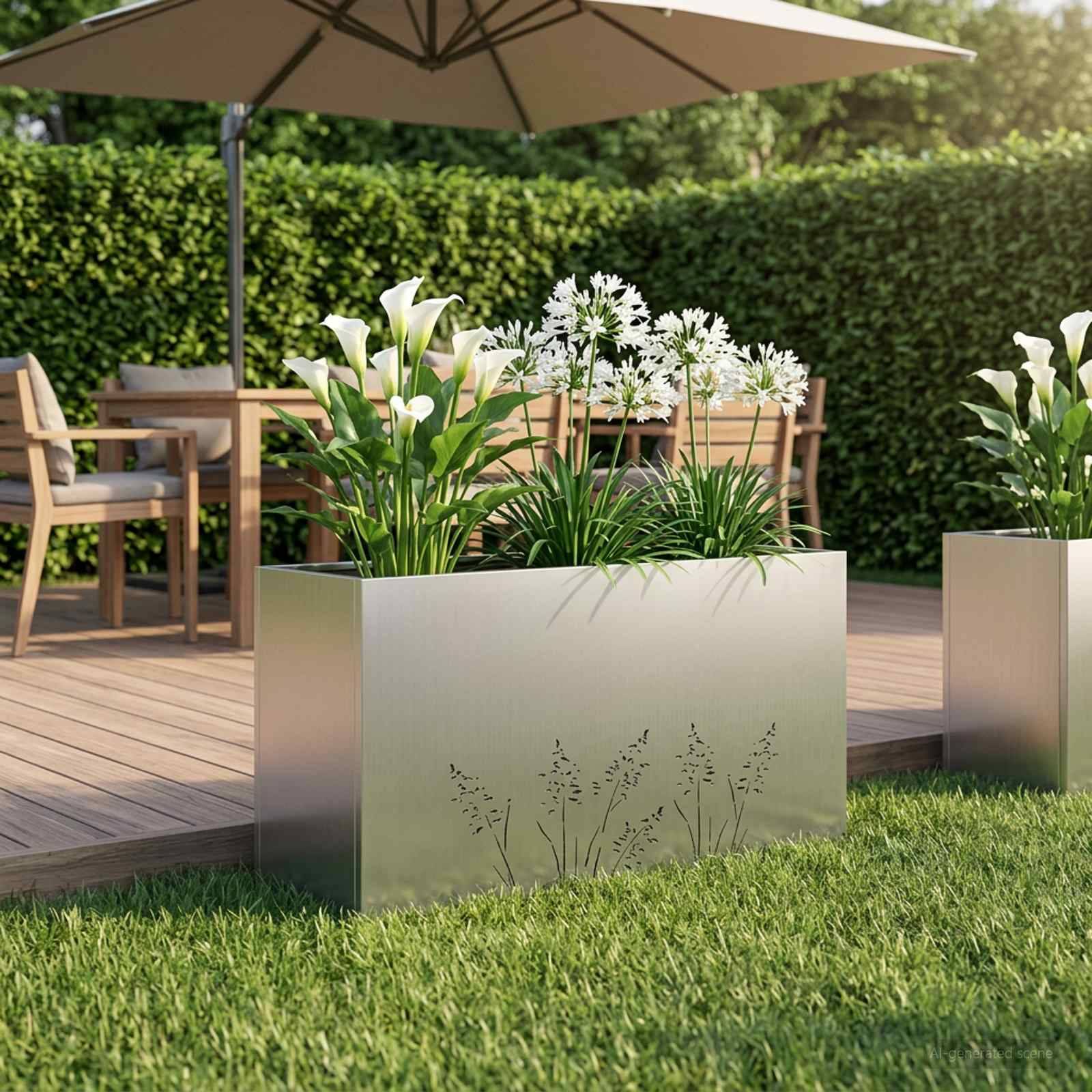 vidaXL Garten-Pflanzgefäß Silber 100 x 20 x 49 cm Verzinkter Stahl