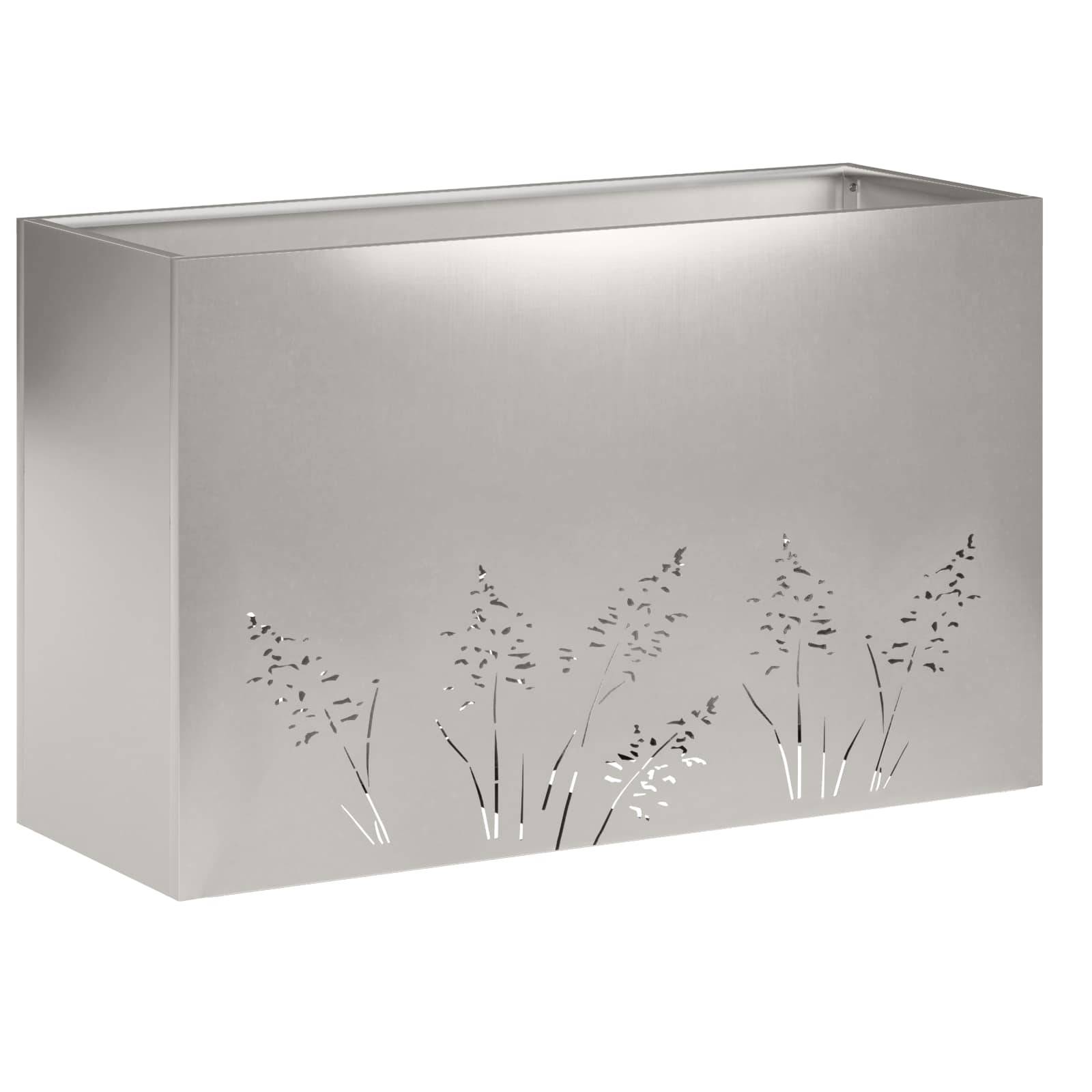 vidaXL Garten-Pflanzgefäß Silber 80 x 20 x 49 cm Edelstahl