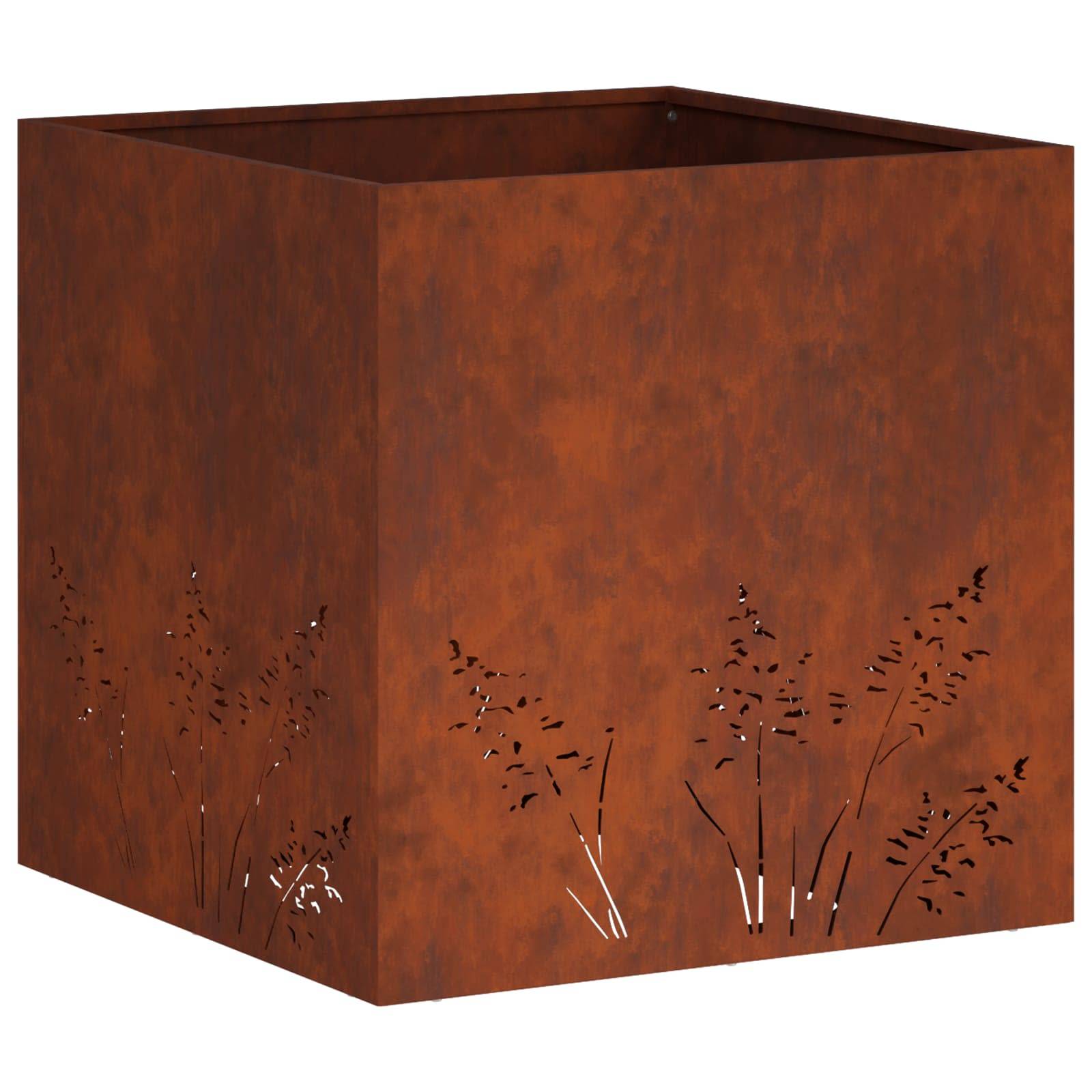 vidaXL Garten-Pflanzgefäß Rostoptik 50 x 50 x 49 cm Wetterfeststahl