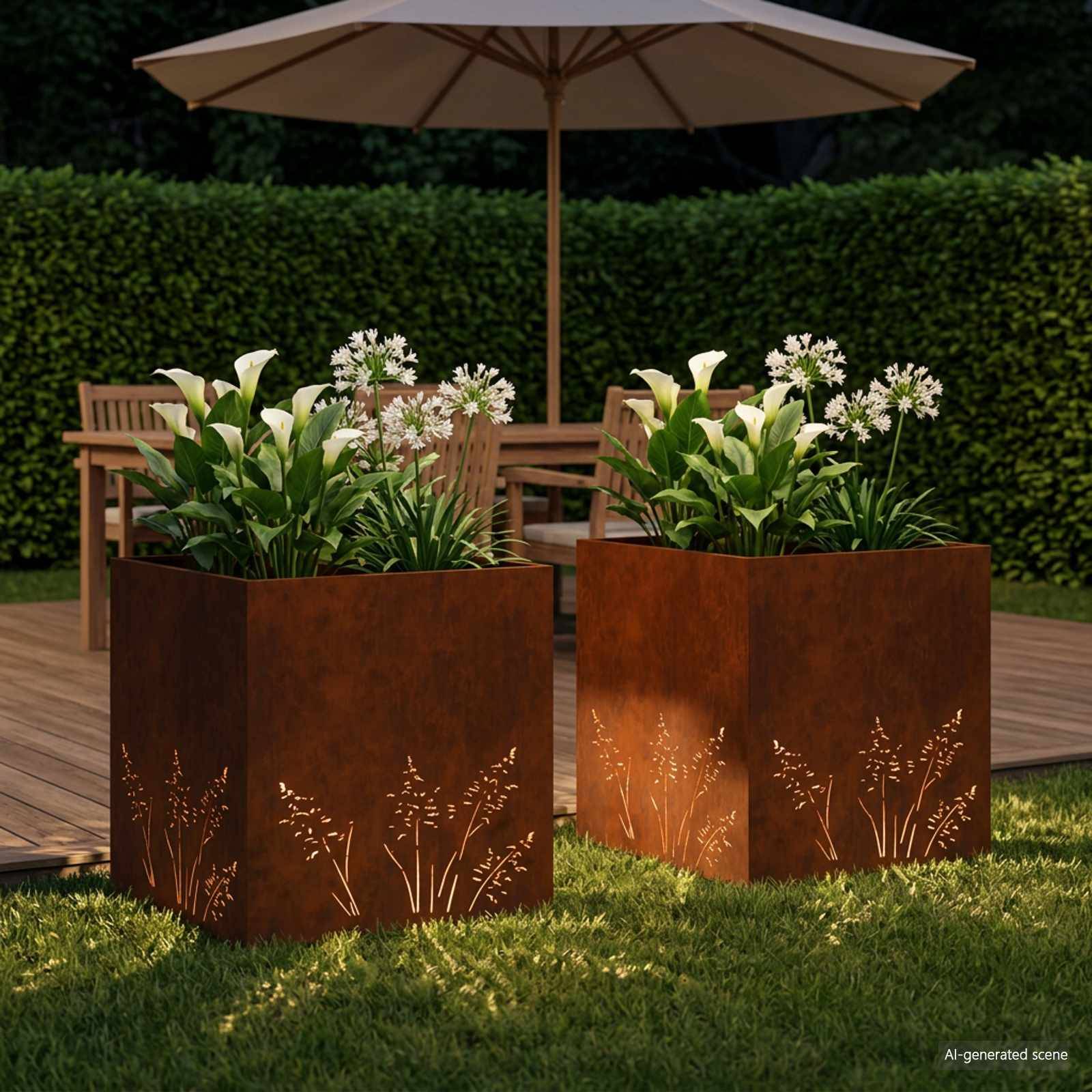 vidaXL Garten-Pflanzgefäß 2 Stk. Rostoptik 50 x 50 x 49 cm