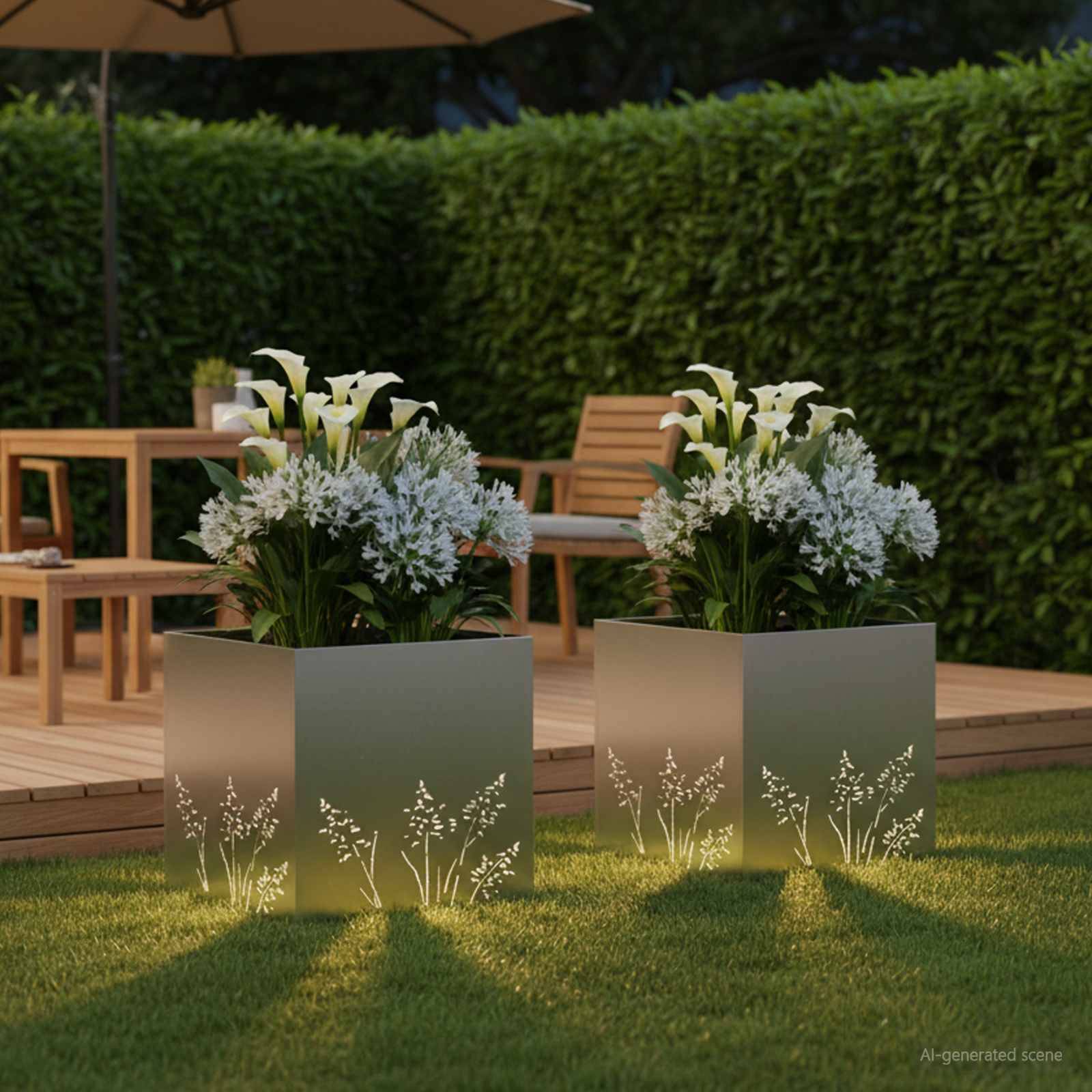 vidaXL Garten-Pflanzgefäß 2 Stk. Silber 50 x 50 x 49 cm Edelstahl