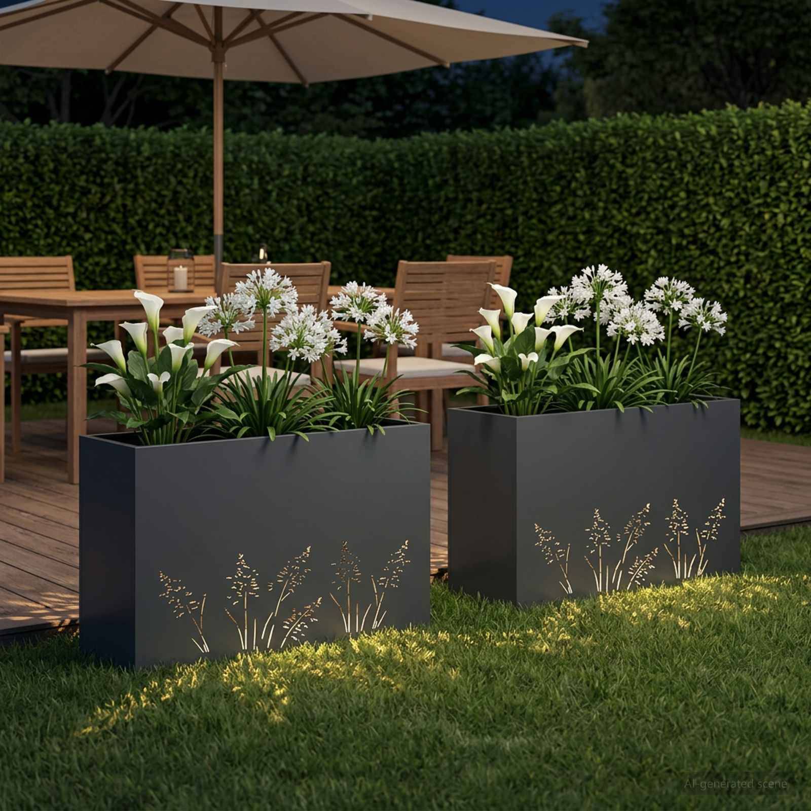 vidaXL Garten-Pflanzgefäß 2 Stk. Anthrazit 80 x 20 x 49 cm