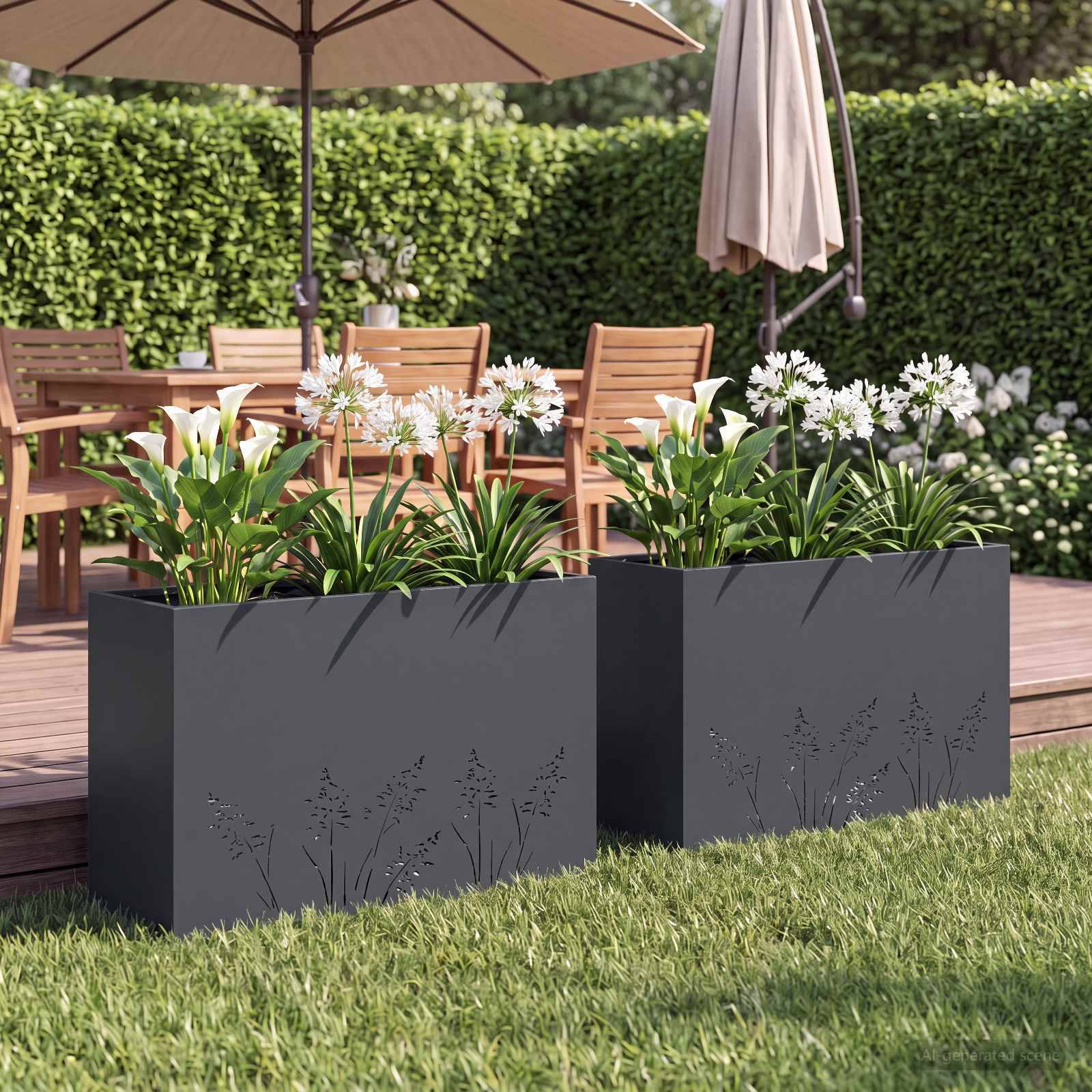 vidaXL Garten-Pflanzgefäß 2 Stk. Anthrazit 80 x 20 x 49 cm