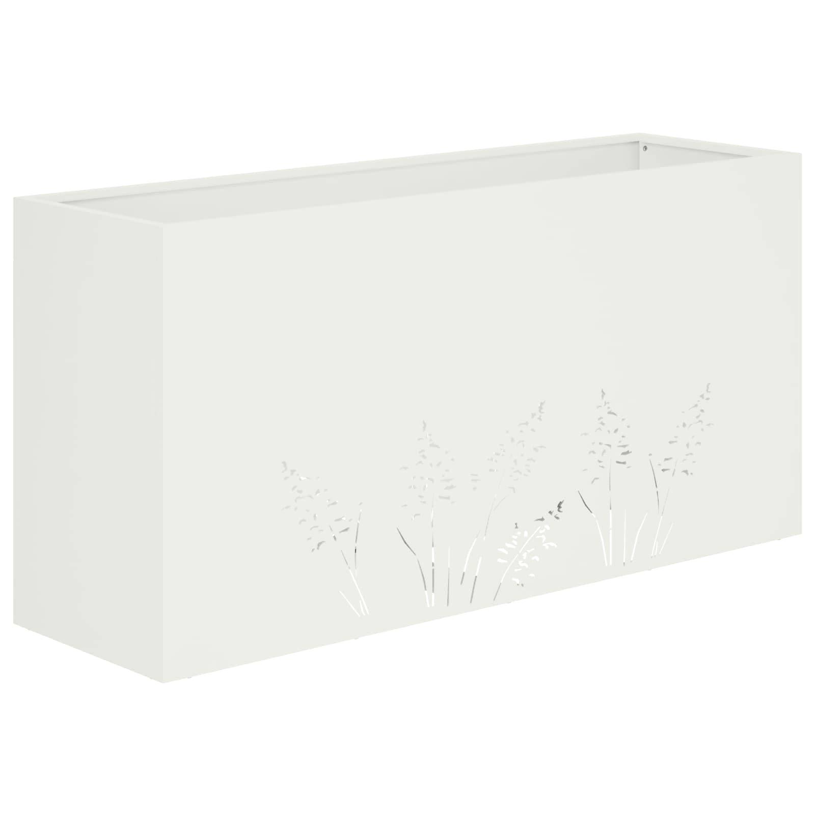 vidaXL Garten-Pflanzgefäß Weiß 100 x 20 x 49 cm Kaltgewalzter Stahl