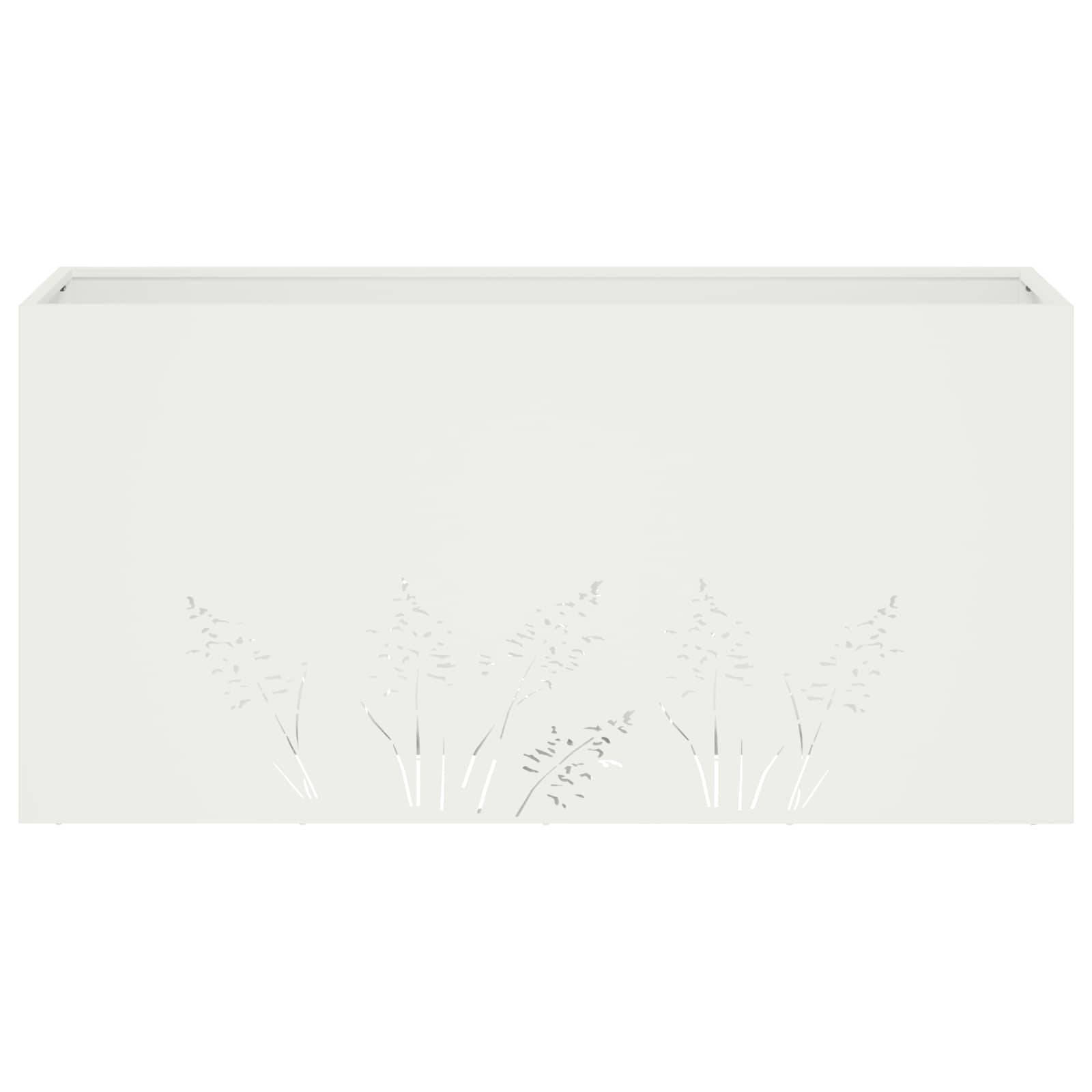 vidaXL Garten-Pflanzgefäß Weiß 100 x 20 x 49 cm Kaltgewalzter Stahl