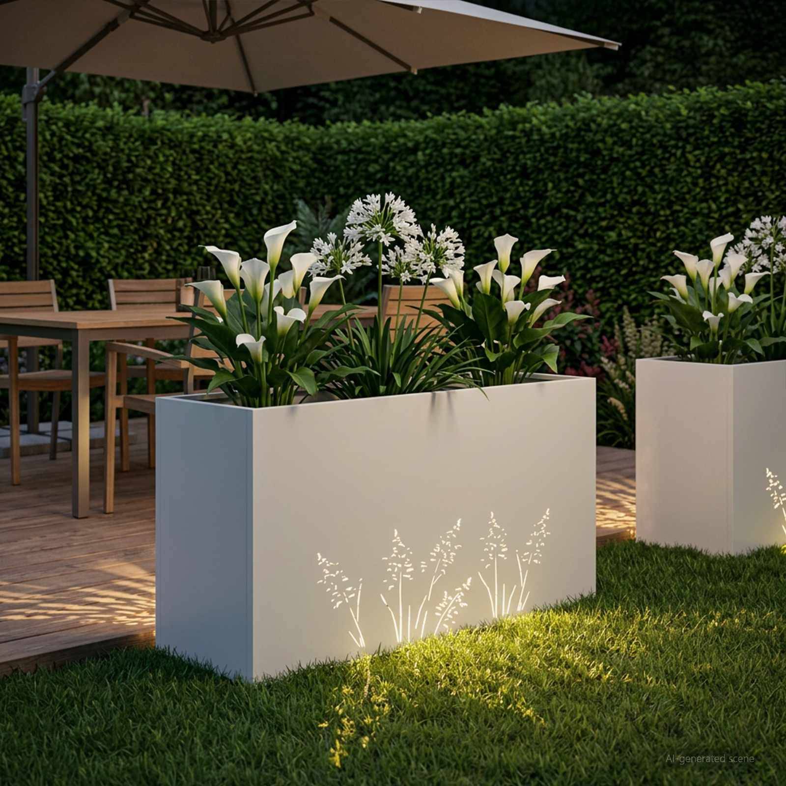 vidaXL Garten-Pflanzgefäß Weiß 100 x 20 x 49 cm Kaltgewalzter Stahl