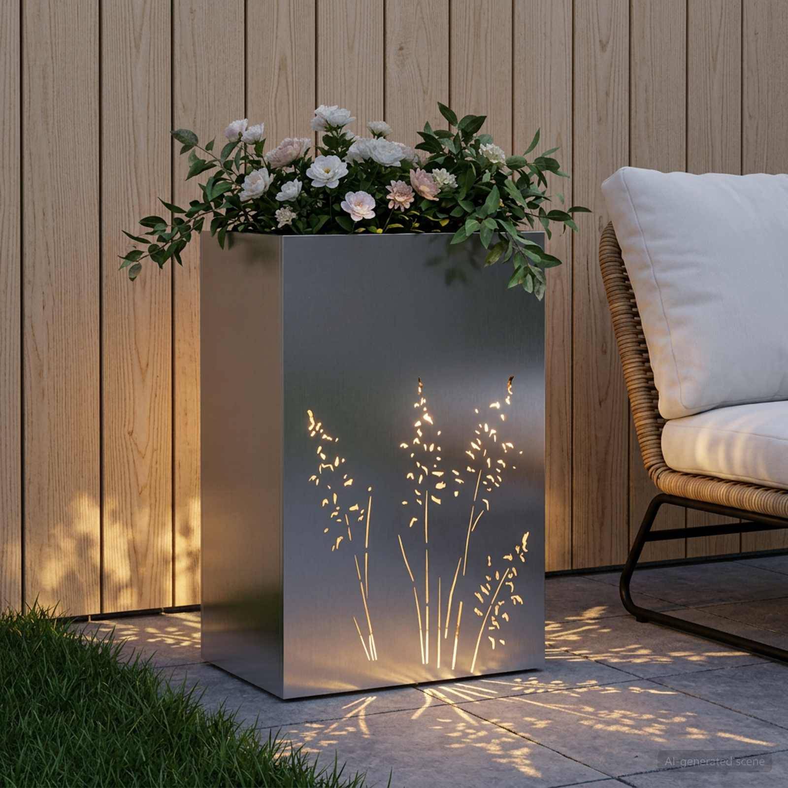 vidaXL Garten-Pflanzgefäß Silber 50 x 30 x 75 cm Edelstahl