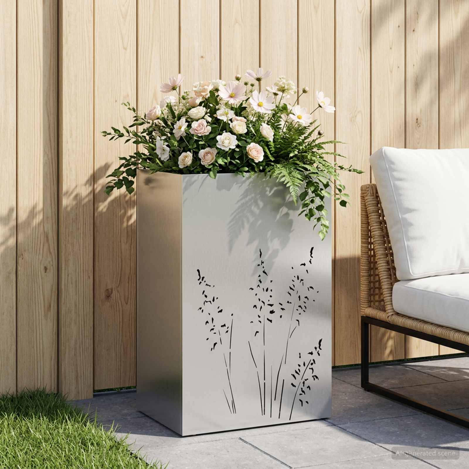 vidaXL Garten-Pflanzgefäß Silber 50 x 30 x 75 cm Edelstahl