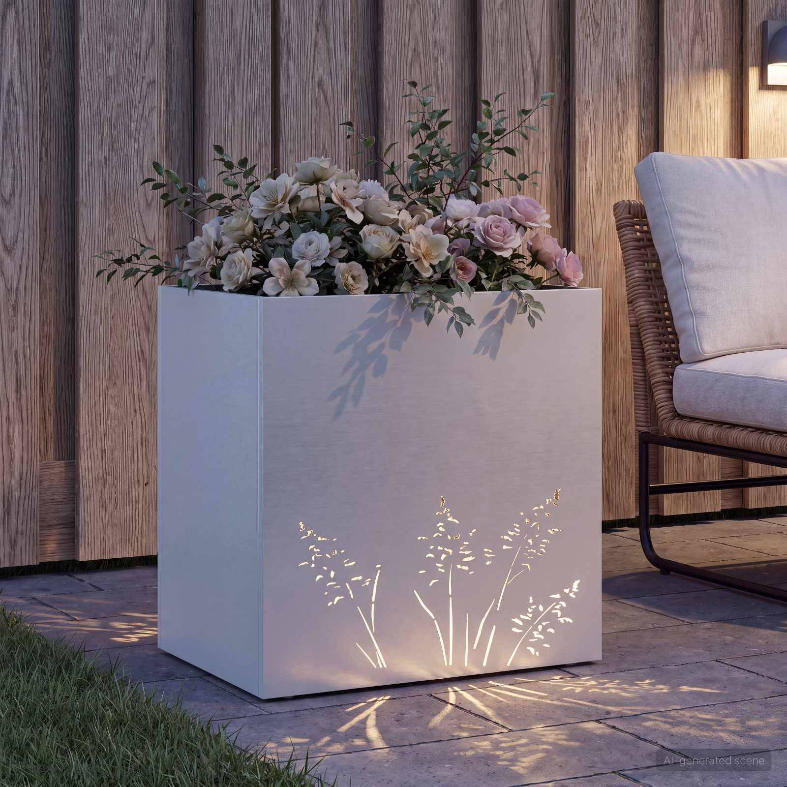 vidaXL Garten-Pflanzgefäß Weiß 50 x 30 x 49 cm Kaltgewalzter Stahl