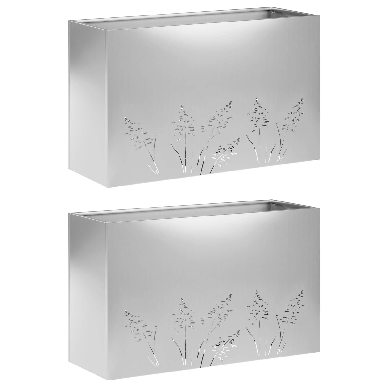 vidaXL Garten-Pflanzgefäß 2 Stk. Silber 80 x 20 x 49 cm