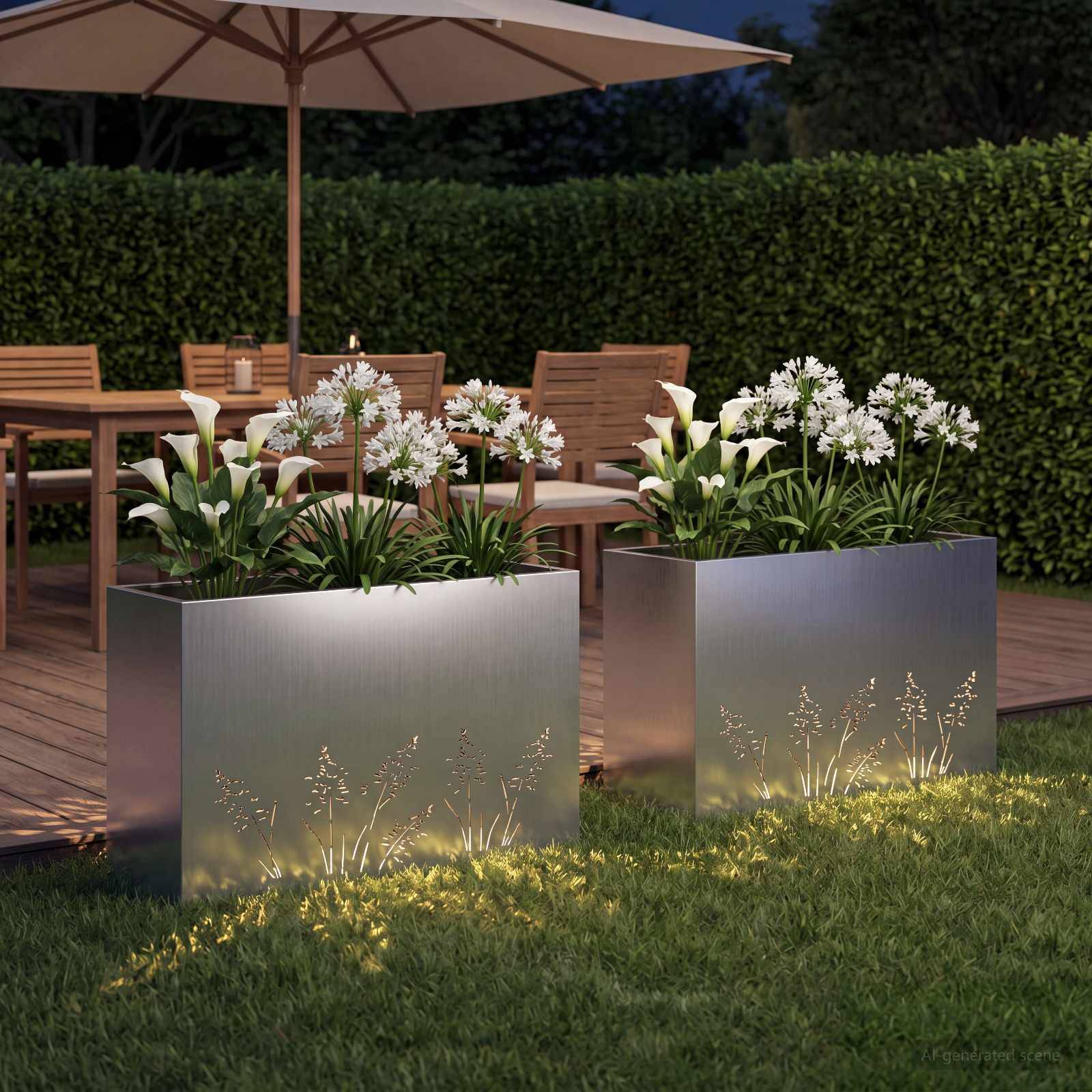 vidaXL Garten-Pflanzgefäß 2 Stk. Silber 80 x 20 x 49 cm