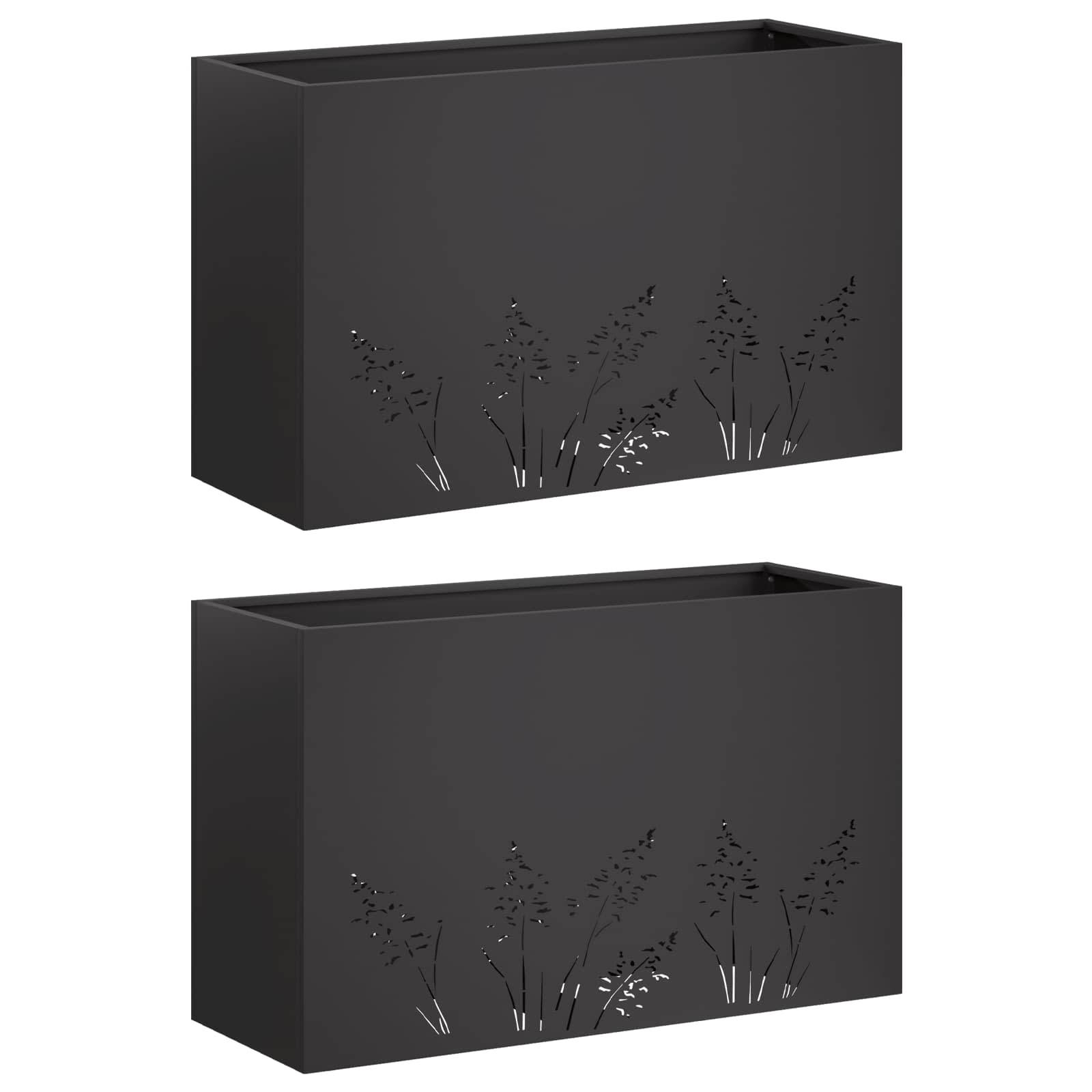 vidaXL Garten-Pflanzgefäß 2 Stk. Schwarz 80 x 30 x 49 cm