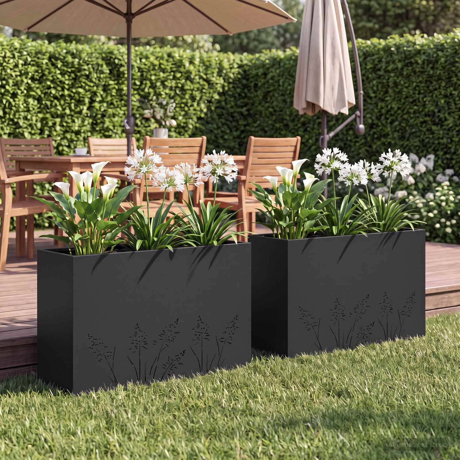 vidaXL Garten-Pflanzgefäß 2 Stk. Schwarz 80 x 30 x 49 cm