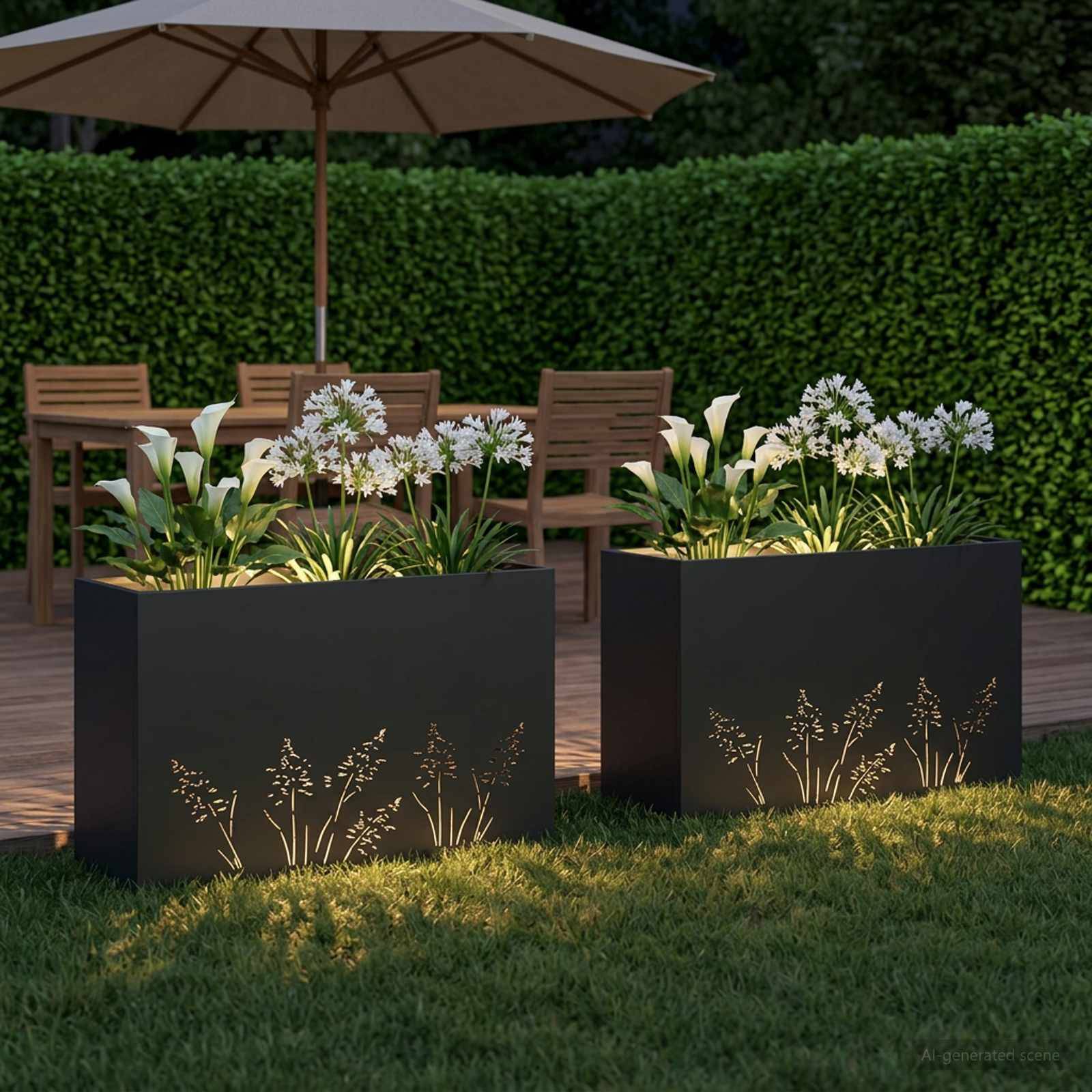 vidaXL Garten-Pflanzgefäß 2 Stk. Schwarz 80 x 30 x 49 cm