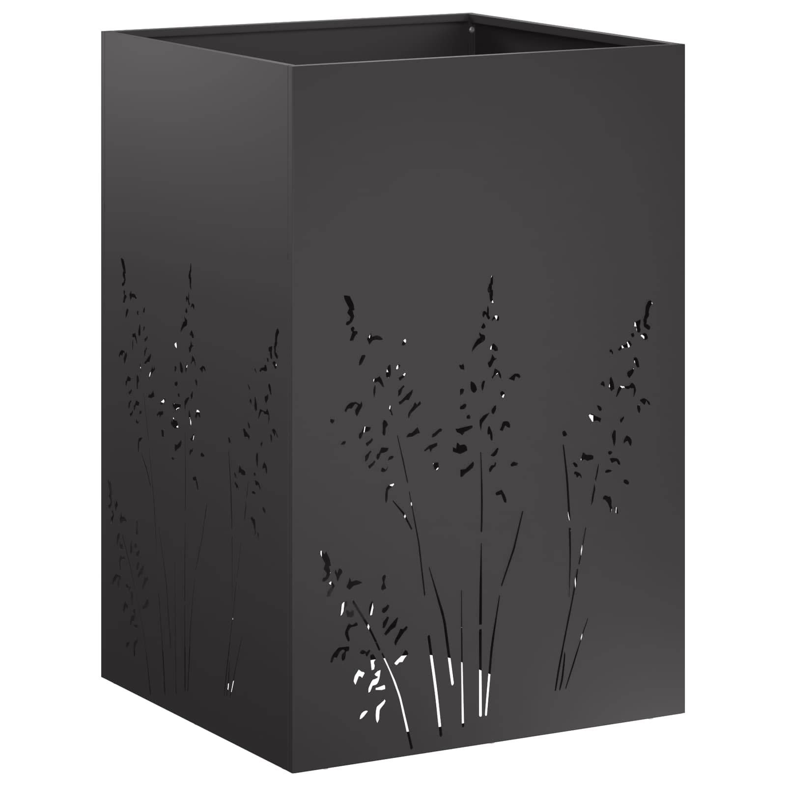 vidaXL Garten-Pflanzgefäß Schwarz 50 x 50 x 75 cm Kaltgewalzter Stahl