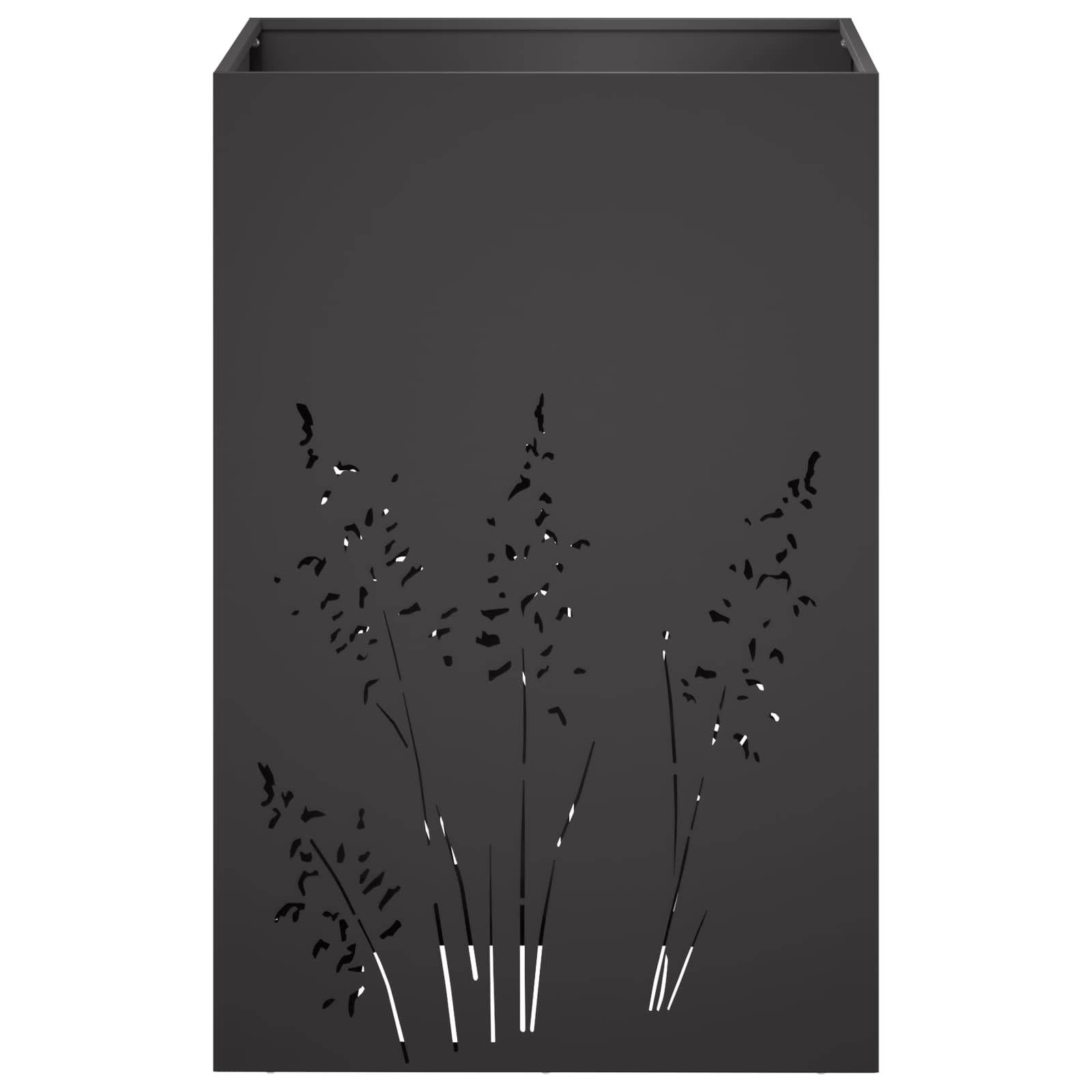 vidaXL Garten-Pflanzgefäß Schwarz 50 x 50 x 75 cm Kaltgewalzter Stahl